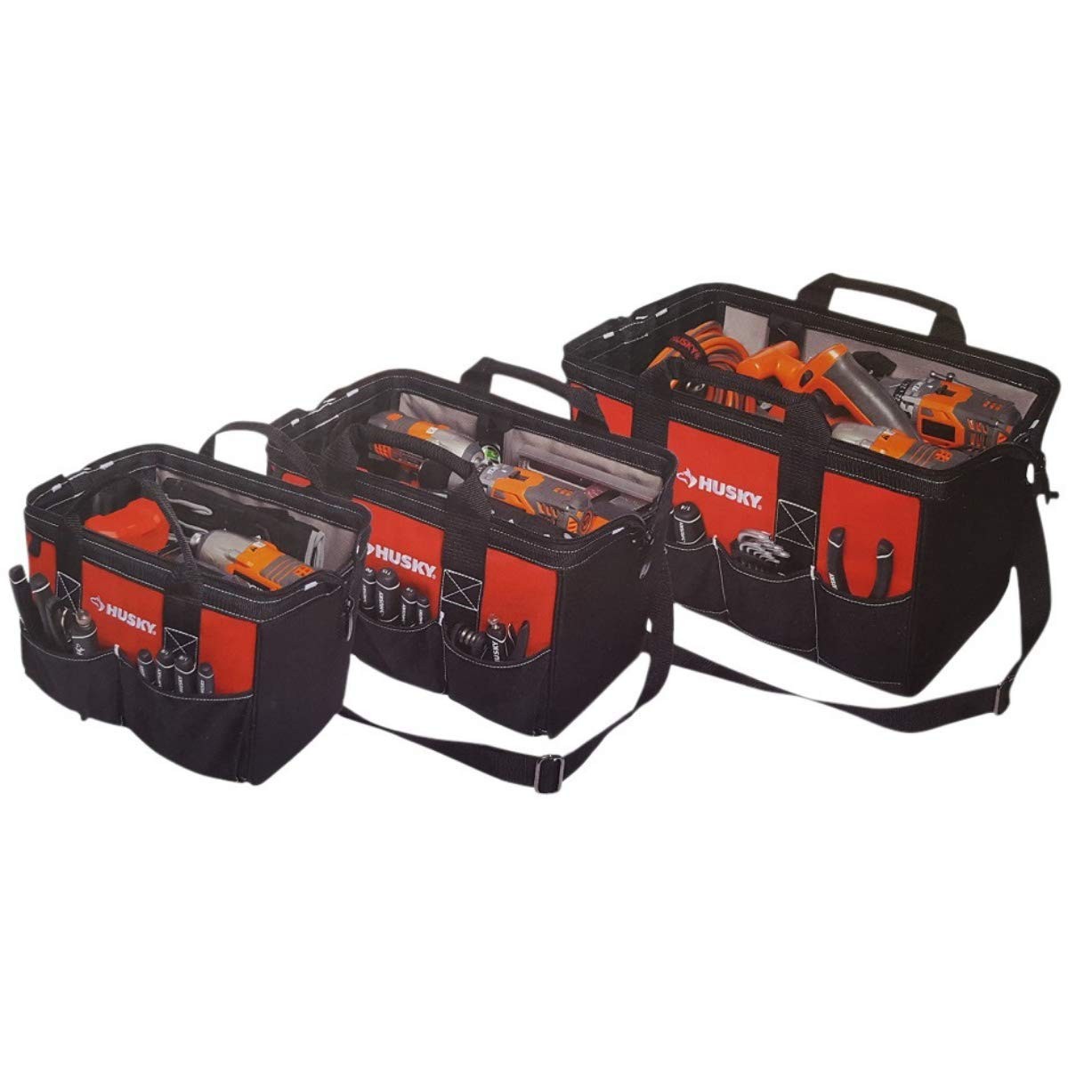 18 Inch 15 Inch 12 Inch Tool Bag Combo Organizer Storage Set Red 3 PCS