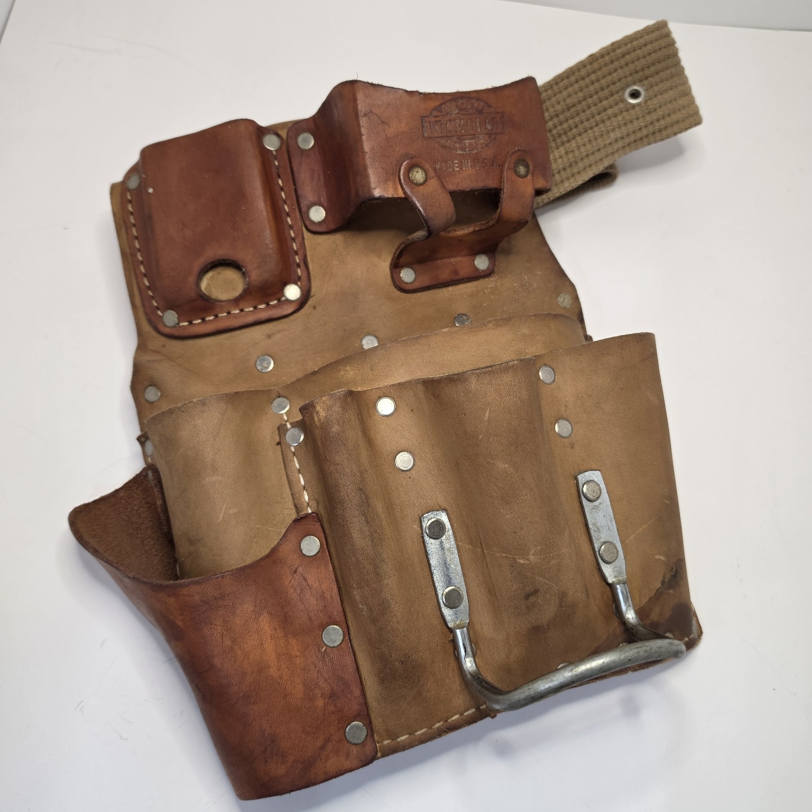 Vintage Nicholas Leather Tool Pouch Made In USA McGuire Heavy Duty 403 823
