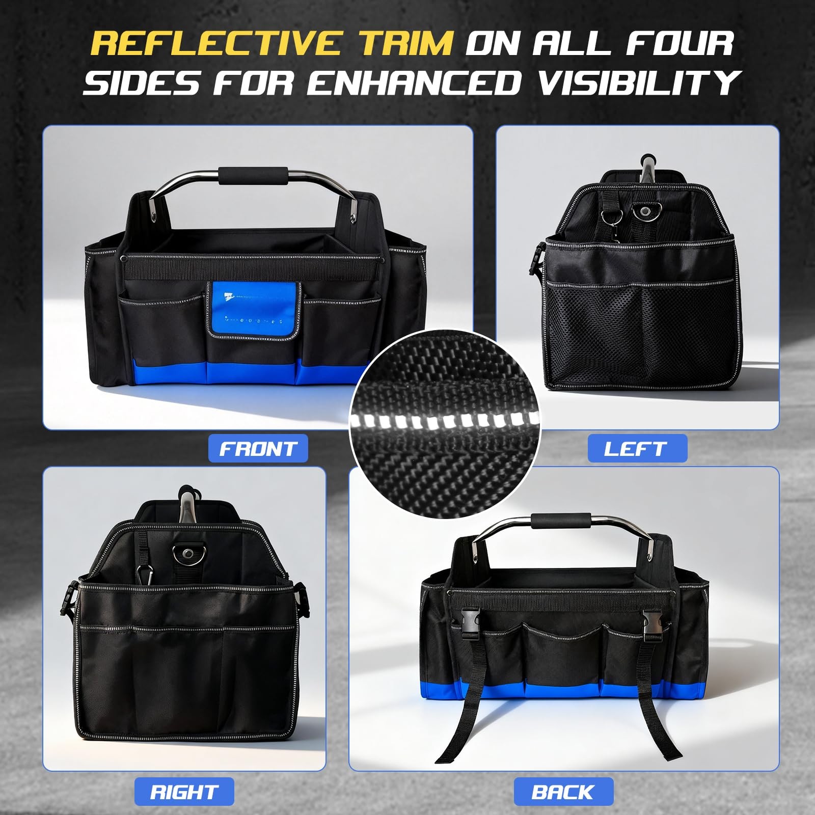 Toocust 18 Inch Open Top Tool Bag Tool Bags For Men 30 Pockets 1680D Waterproof