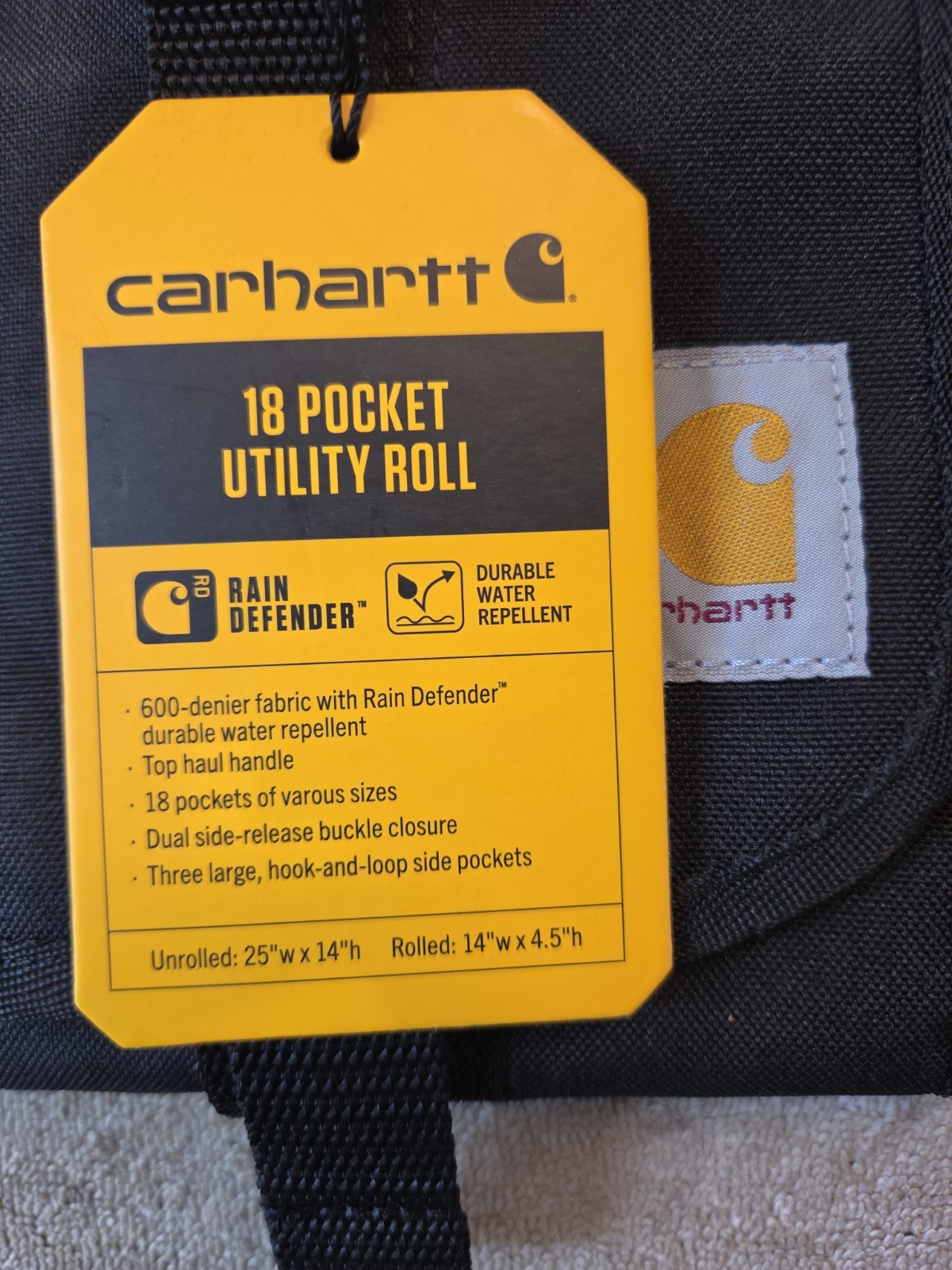 Carhartt QUARLES FREDERICKSBURG 18 Pocket Utility Organizer Rain Defender Black
