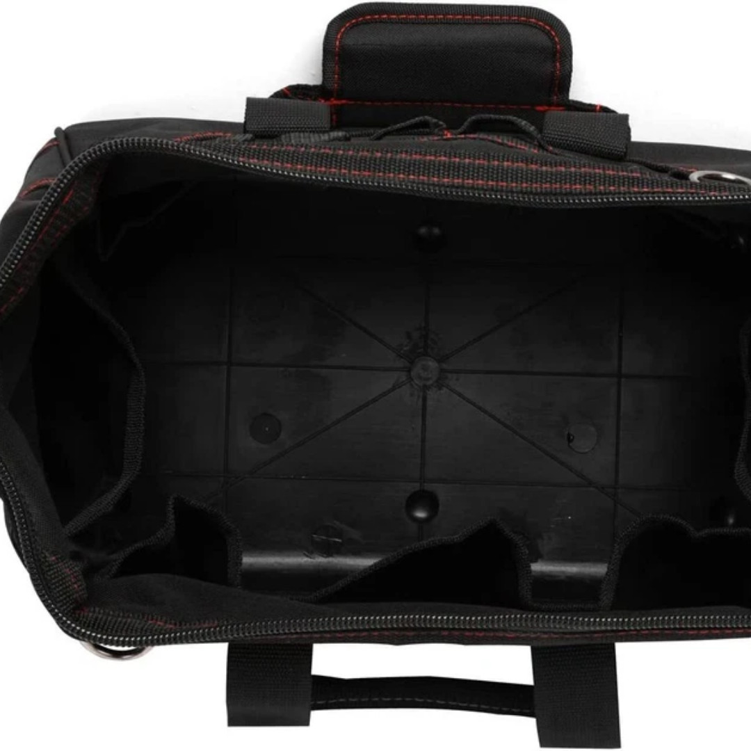 WORKPRO 16″/14″/12″ Wide Mouth Tool Bag Black Tool Storage Tote with Rubber Base