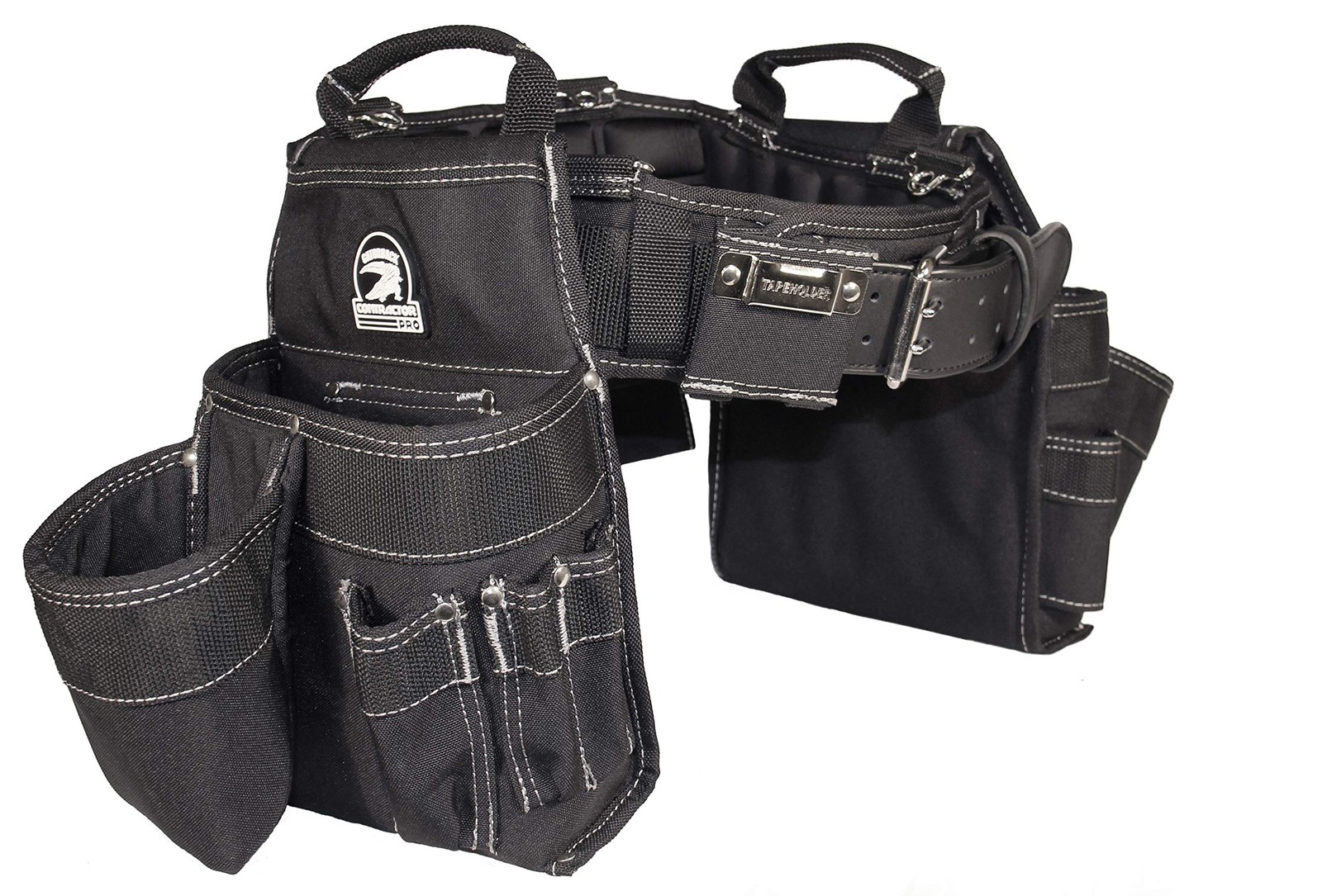 Medium Tool Belt with Pouches Hammer Loop and Air Ventilated Padding Black