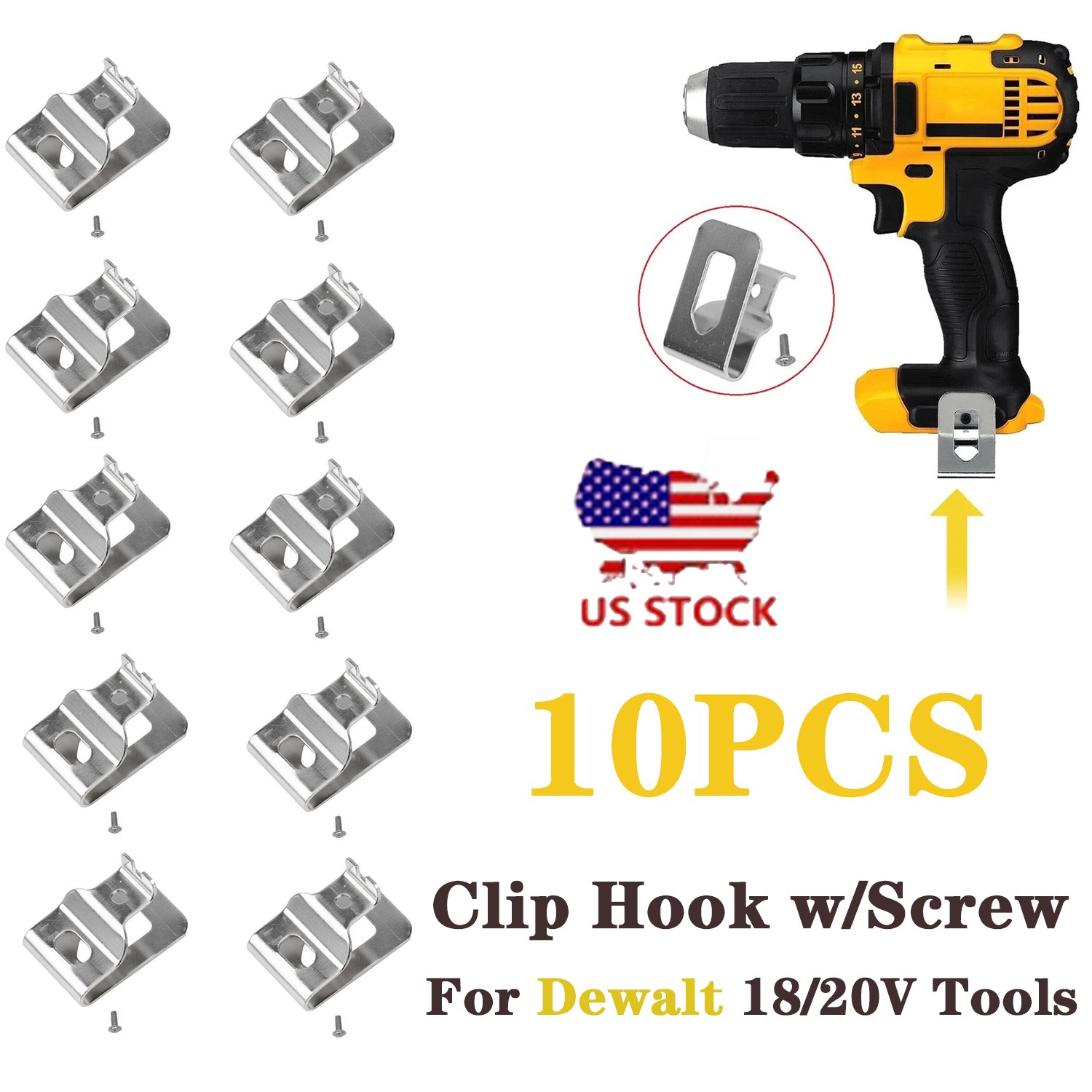 10PCS Belt Clip Hook w/Screws Cordless Drill Holder For Dewalt 18/20V Power Tool