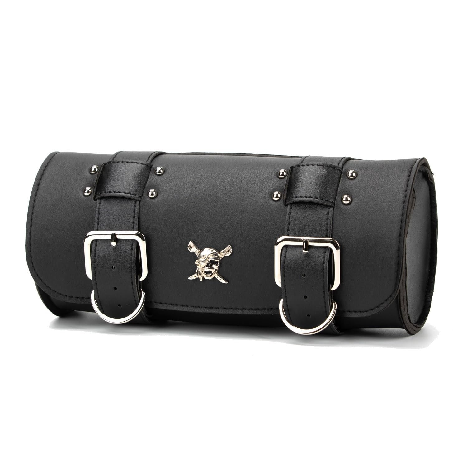 Motorcycle Tool Bag, Universal Motorcycle Handlebar Bag, Black PU Leather Rol…