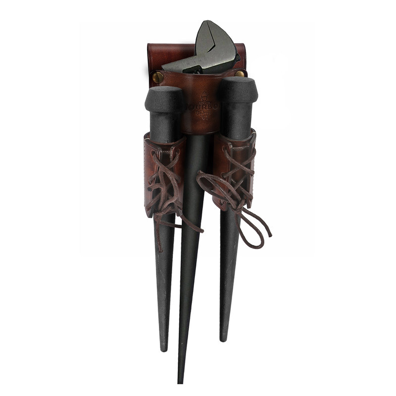 TOURBON Leather Spud Wrench Tool Iron Double Worker Bull Pin Holder Belt Pouch