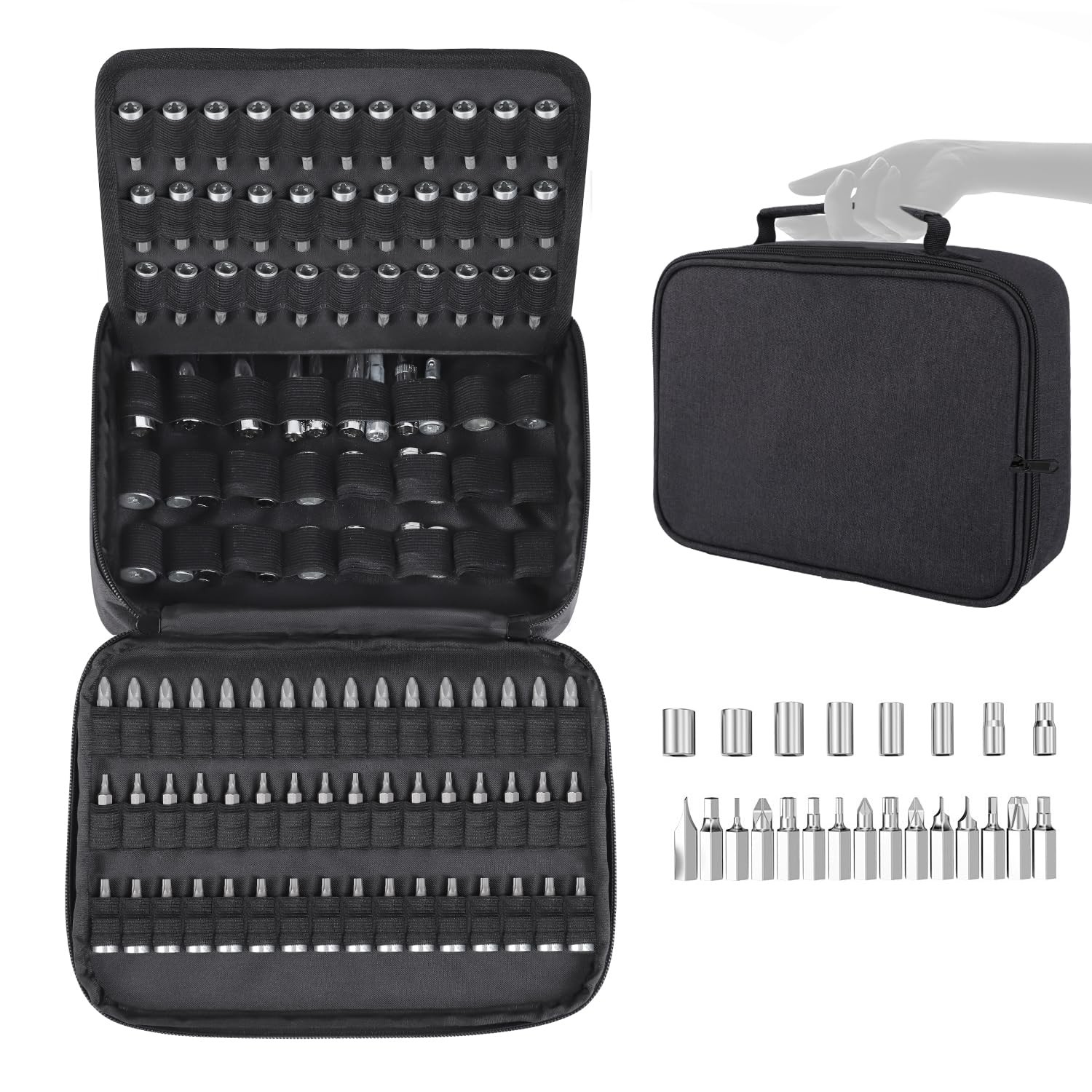 Portable Drill Bit Organizer Bag,Brill Bit Holder Tool Bag 1/4-Inch,3/8-Inch,…