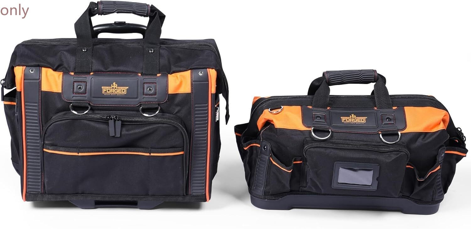 18″ Rolling & Duffle Tool Bag – 2Pack-Portable Tool Bag with Wheels,Orange&Black