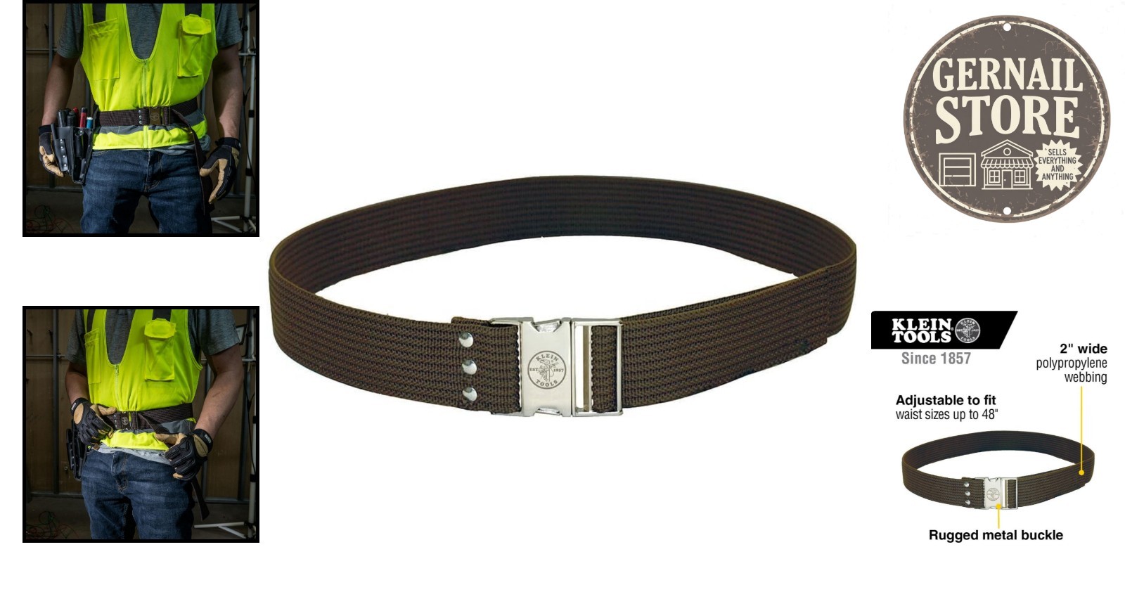Klein 5225 Electrician’s Belt – Heavy-Duty Adjustable Tool Belt Up to 48-Inch