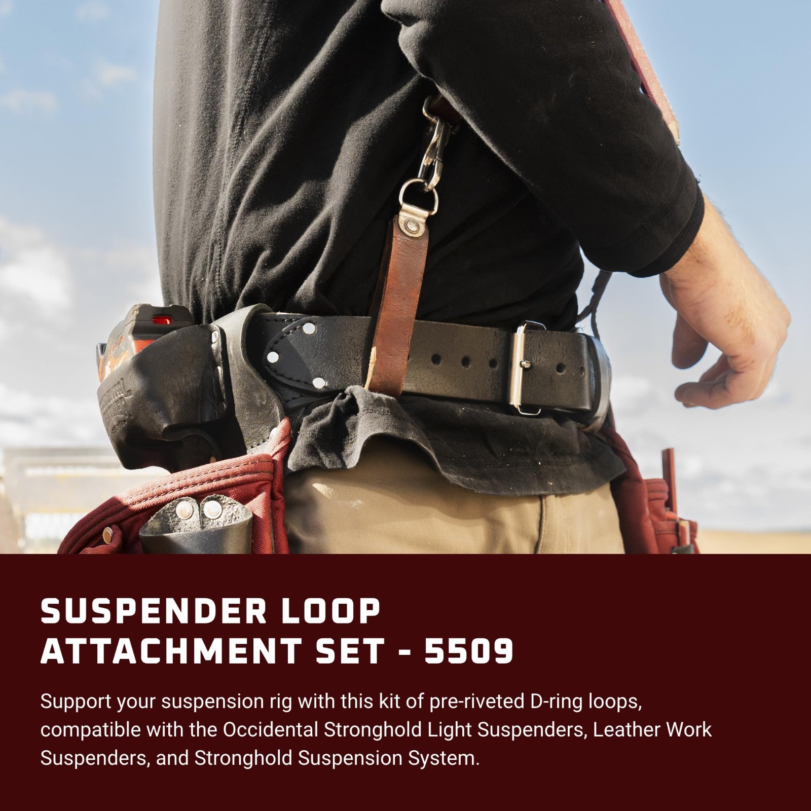 Suspender Loop Attachment Set for 3″ Work Belt – Heavy Duty, Made in USA