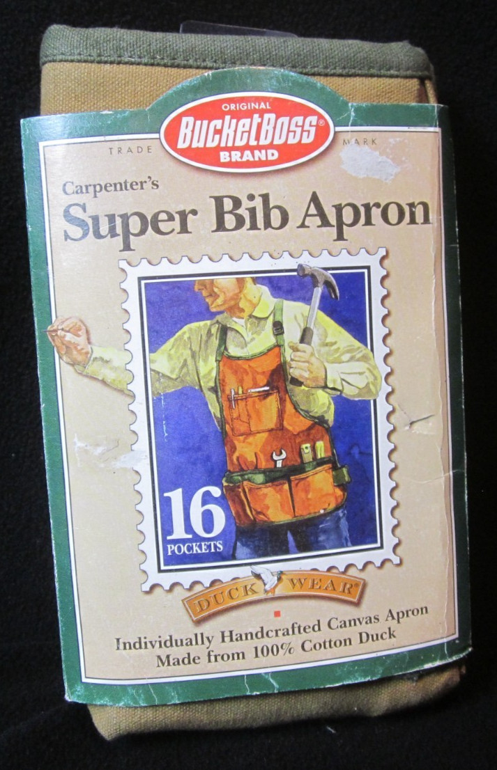 Bucket Boss Carpenter’s Super Bib Apron 16 Pockets 23¾” x 23¾” 100% Cotton Duck