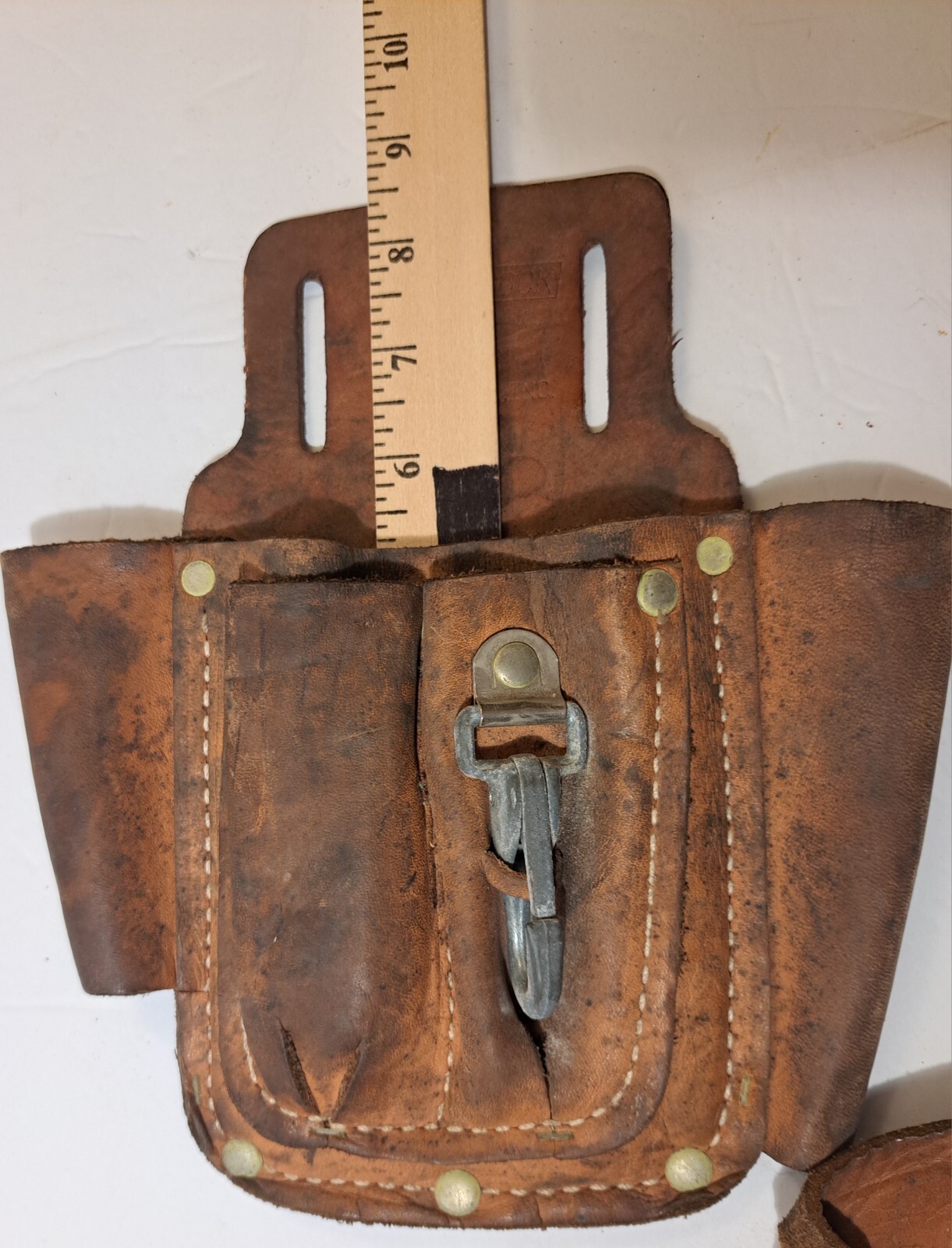 Vintage Channel Lock Lineman’s Leather Belt Tool Pouch 6 Pocket & Hook