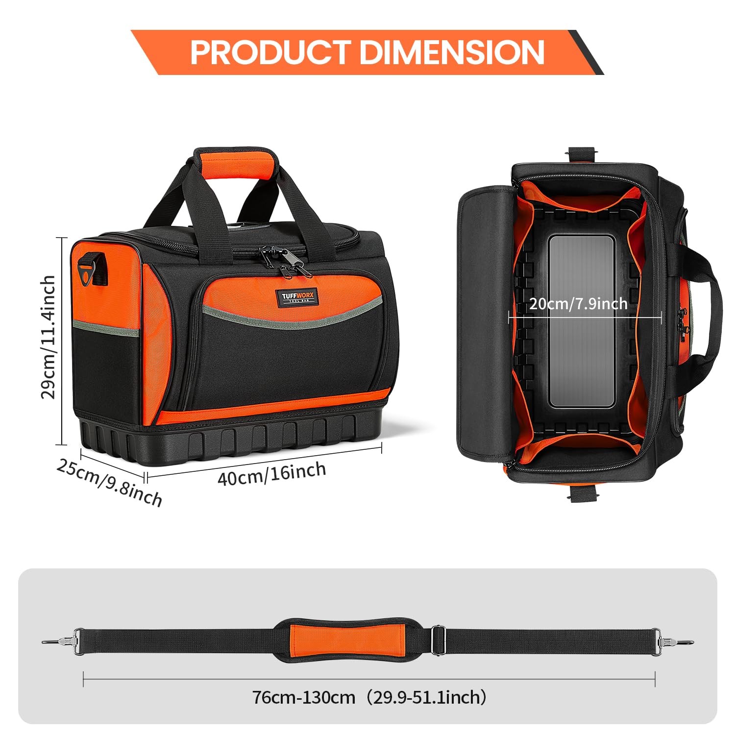 Tool Bag, Large Tool Organizer Bag with 18 Pockets,15.7x 11.4x 9.8 inch, Heav…