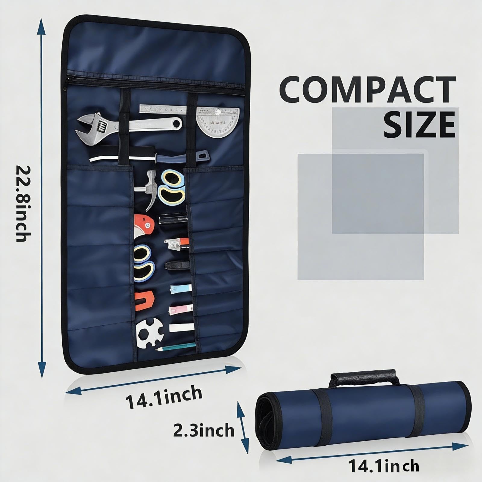 23 Pocket Tool Roll Up Bag, Heavy Duty Oxford Wrench Organizer with Elastic L…