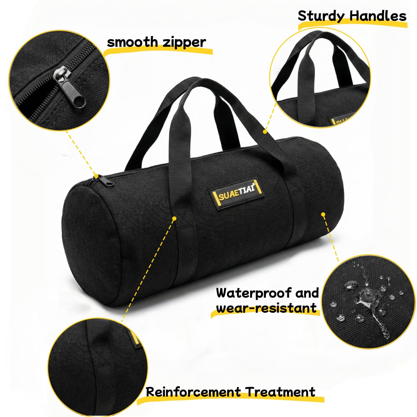 14 Inch Small Tool Bags for Men,Wide Mouth Zipper Tool Storage Bag,Large Capa…