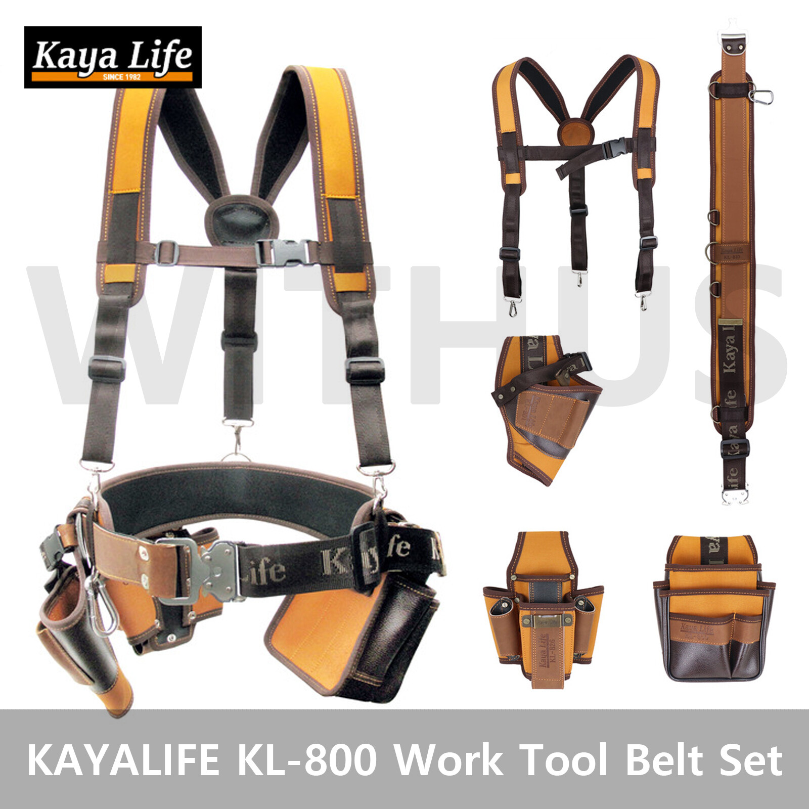 KAYALIFE KL-800 Work Tool Belt Set Suspenders Drill Pouch Holder Made in Korea