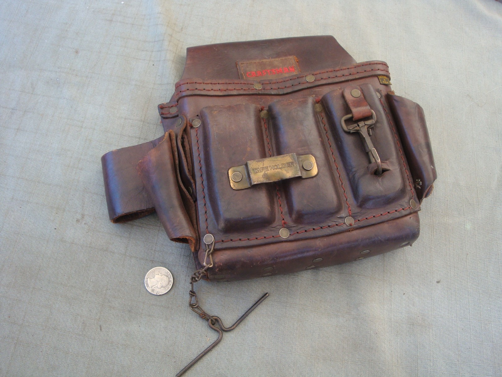Vintage Craftsman 40527 Multi-Pocket Tool Belt Pouch Heavy Duty Leather