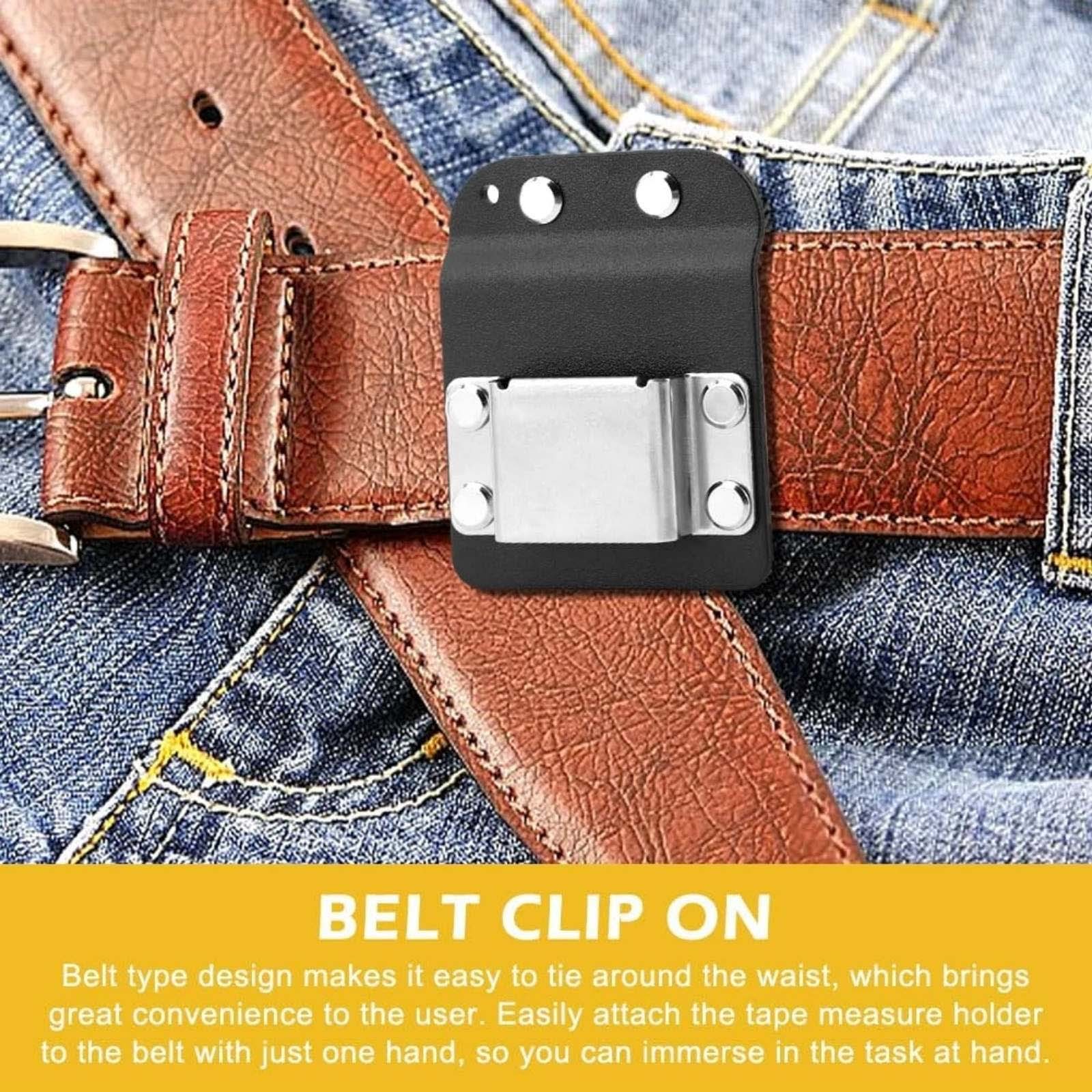 Belt Clip On Tape Measure Holder Black Metal Tool Holster For Drills Nailers