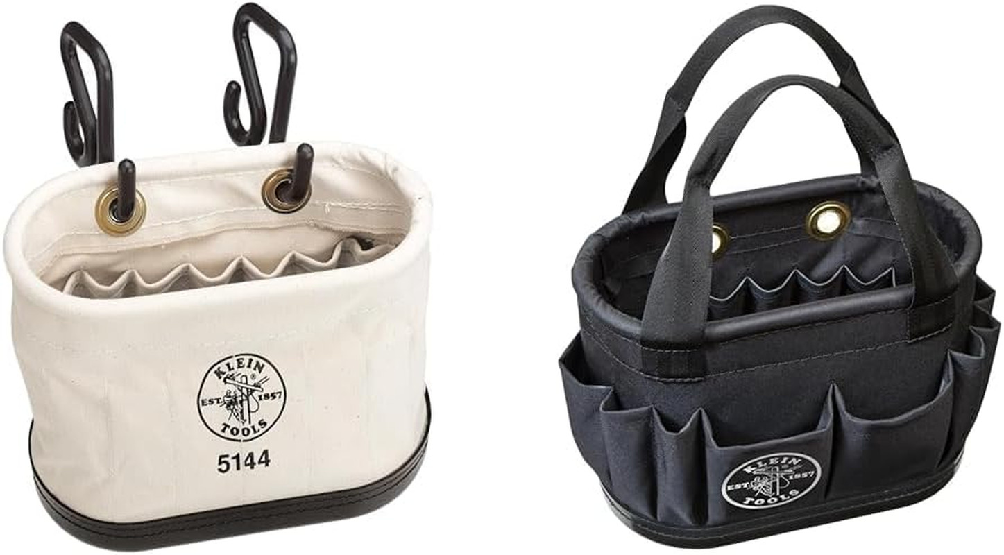 Durable Aerial Tool Bucket with 29 Pockets & Drain Holes for Easy Use