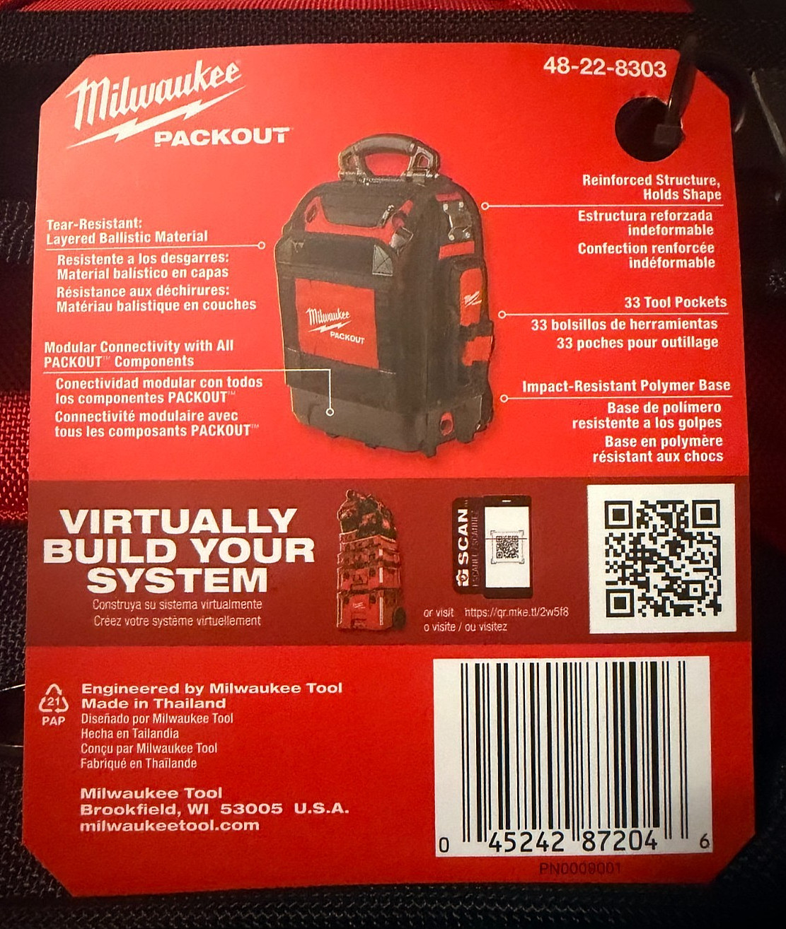 Milwaukee 48-22-8303 PACKOUT Structured Backpack NEW WITH TAGS