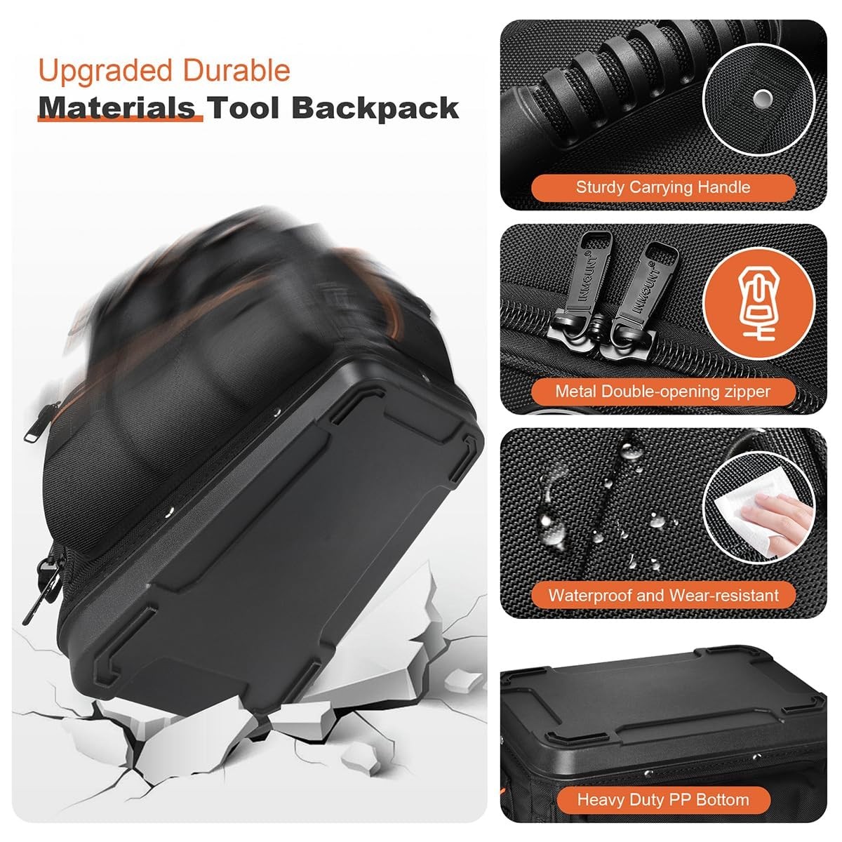 Tool Backpack Heavy Duty, Backpack Tool Bag organizer with 89 Pockets & Loops…
