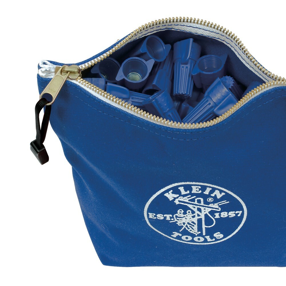 Klein Tools 5539BLU Canvas Zipper Bag for Consumables, Blue