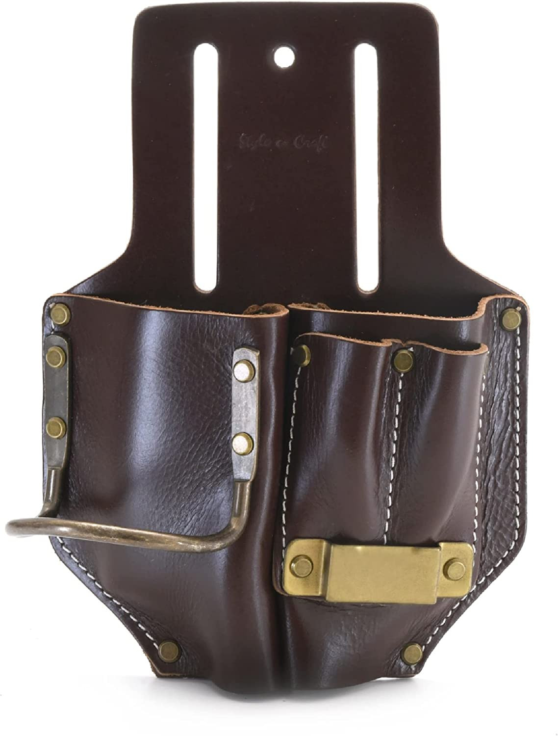 4 Pocket Pliers, Hammer, Pencils & Tape Holder, Full-Grain Leather Tool Pouch, M