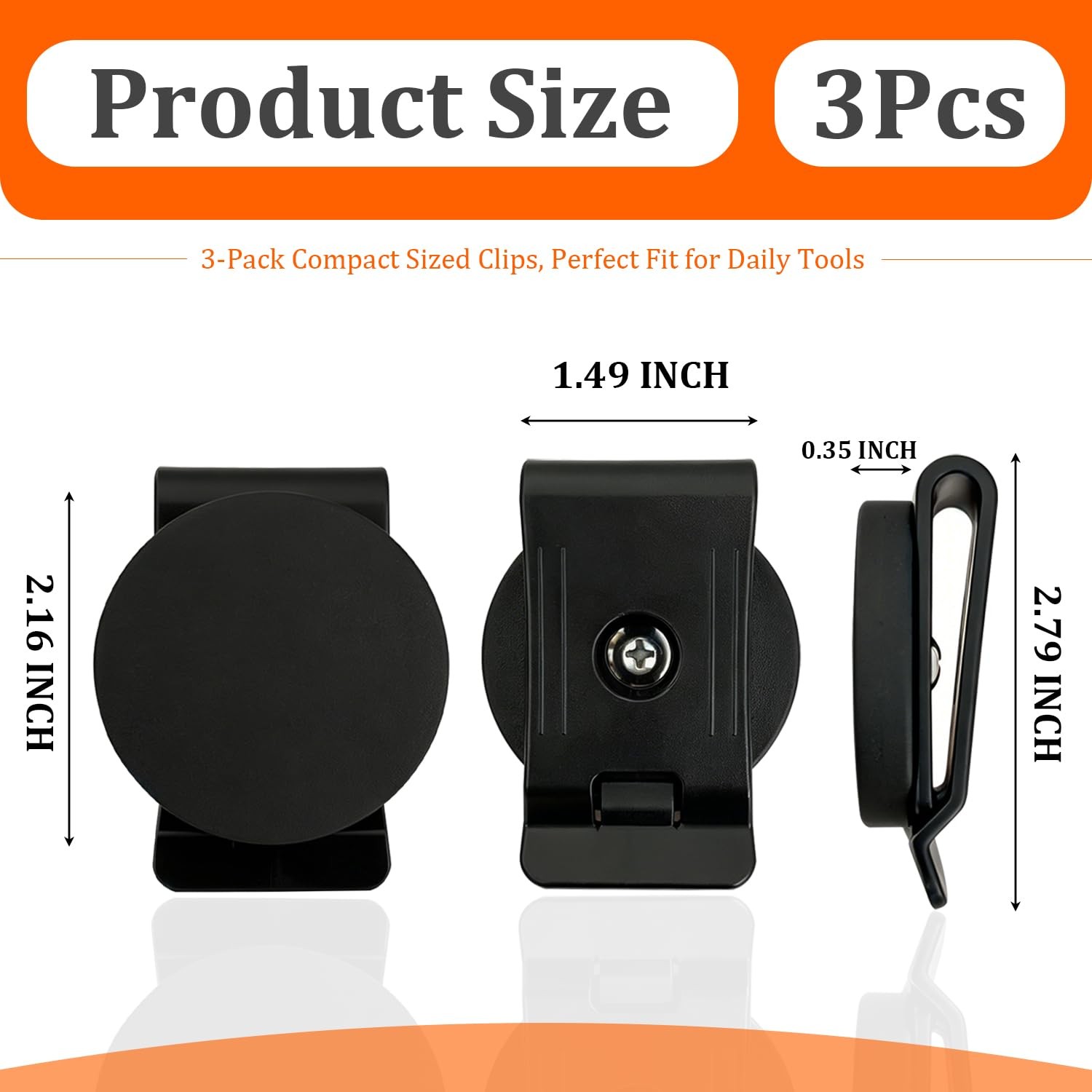 3 PCS Belt Magnetic Clips Heavy Duty Magnetic Tool Holder Black Magnet Belt O…