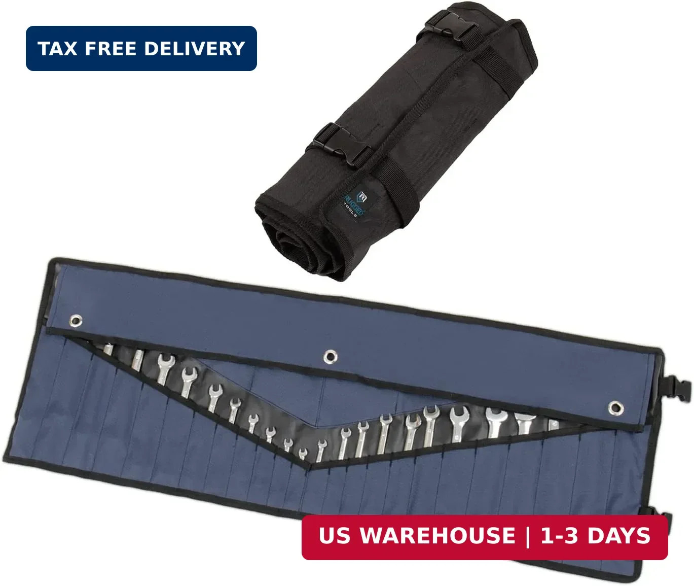 Wrench Roll Up Pouch – Wrench Organizer & Tool Holder With SAE & Metric Labels