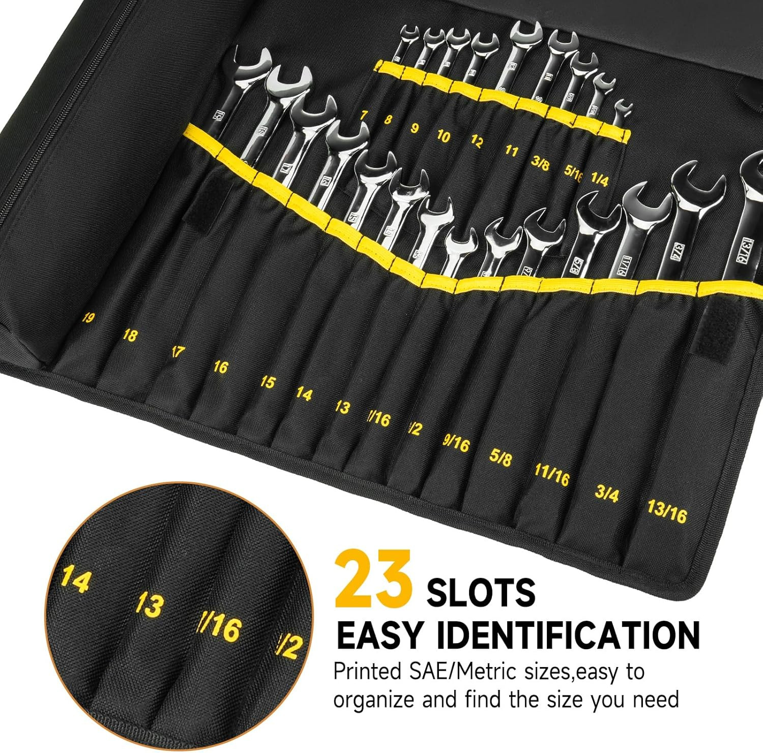 23+1 Pockets Wrench Roll Organizer,Wrench Roll up Pouch,Heavy Duty Tool Roll for