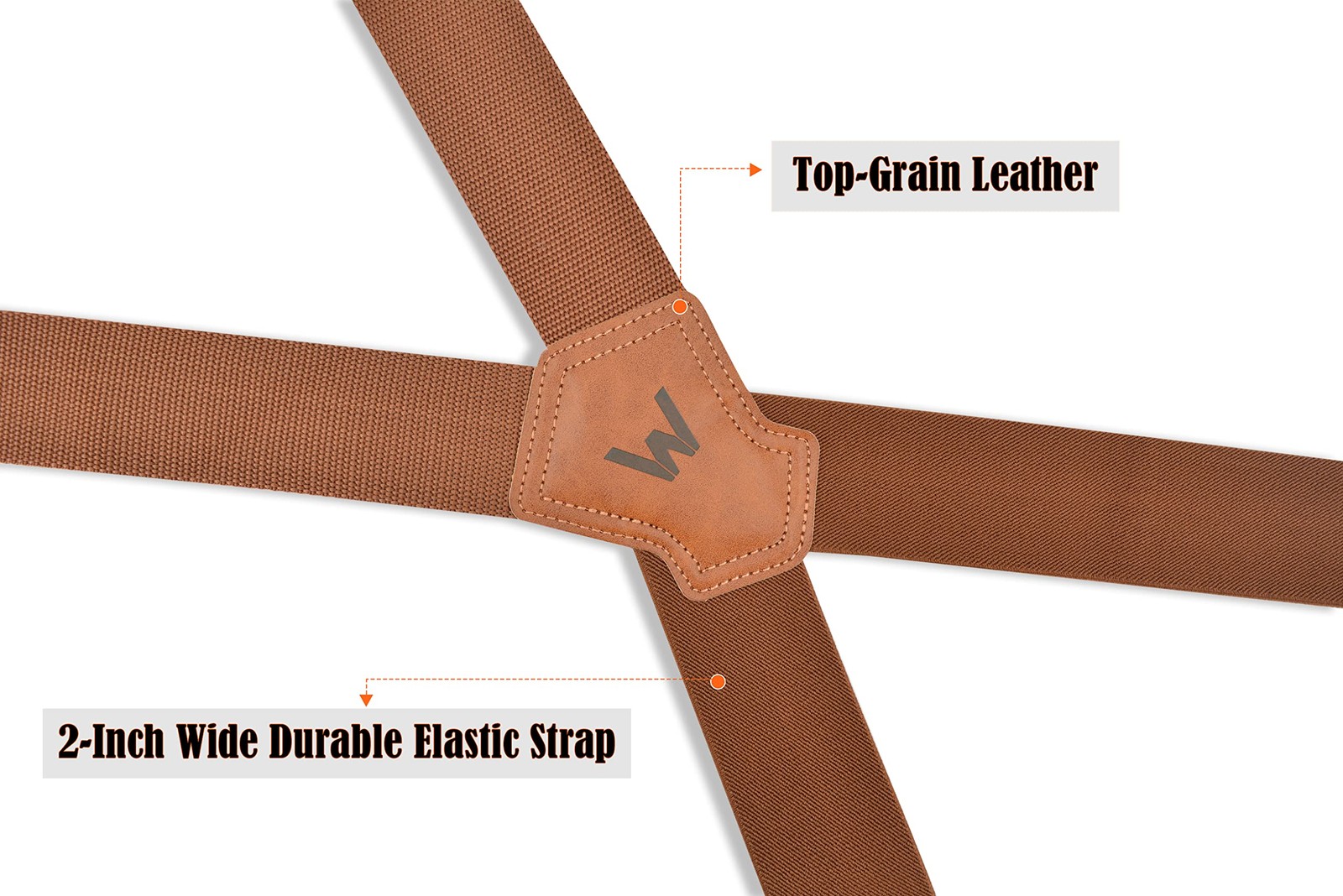 WELKINLAND Brown 2 inch 2″ Wide Strap For Body Size Up To 6.4 Feet,