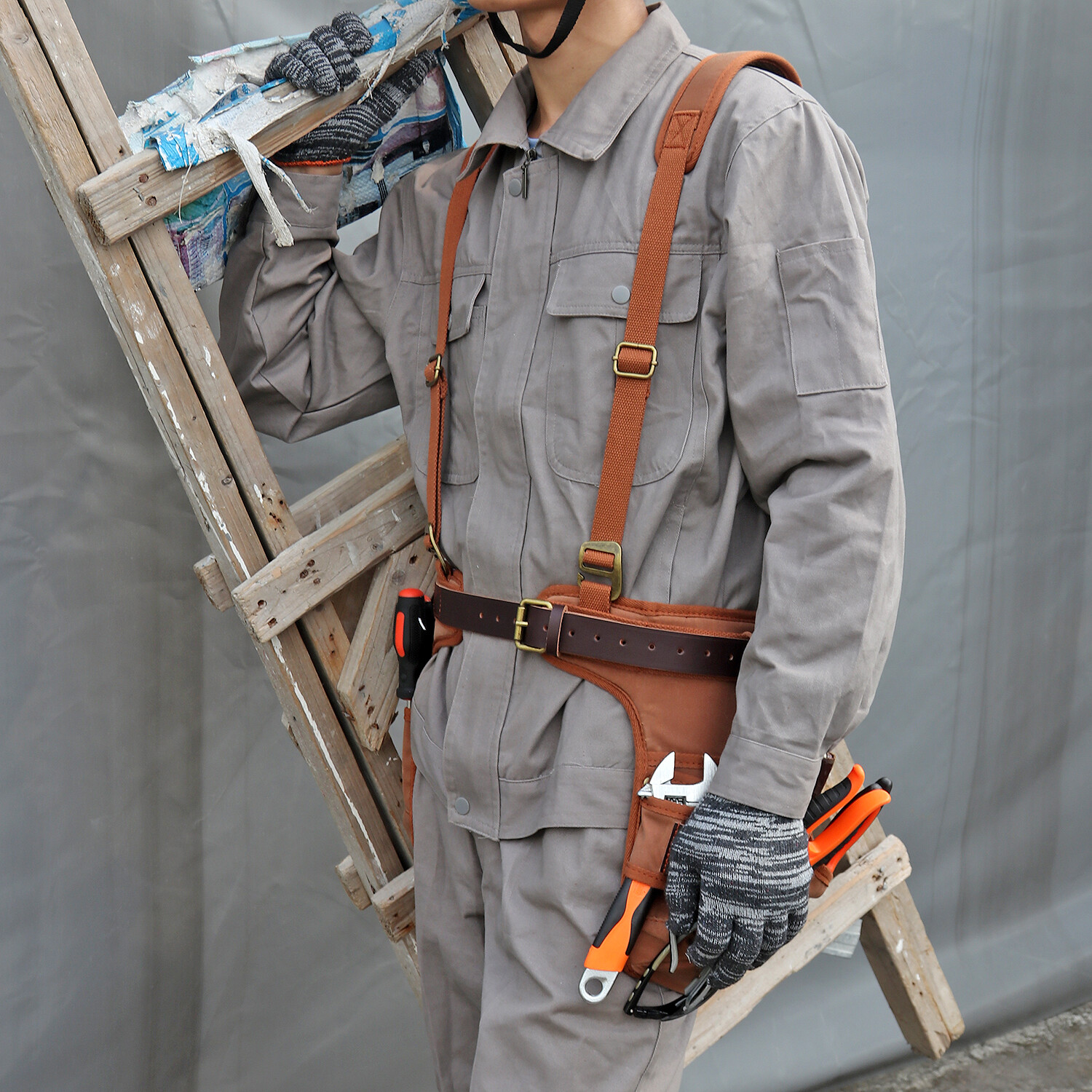 Tourbon Work Tool Belt Suspenders Pouch Heavy Duty Electrician Carpenter Strap