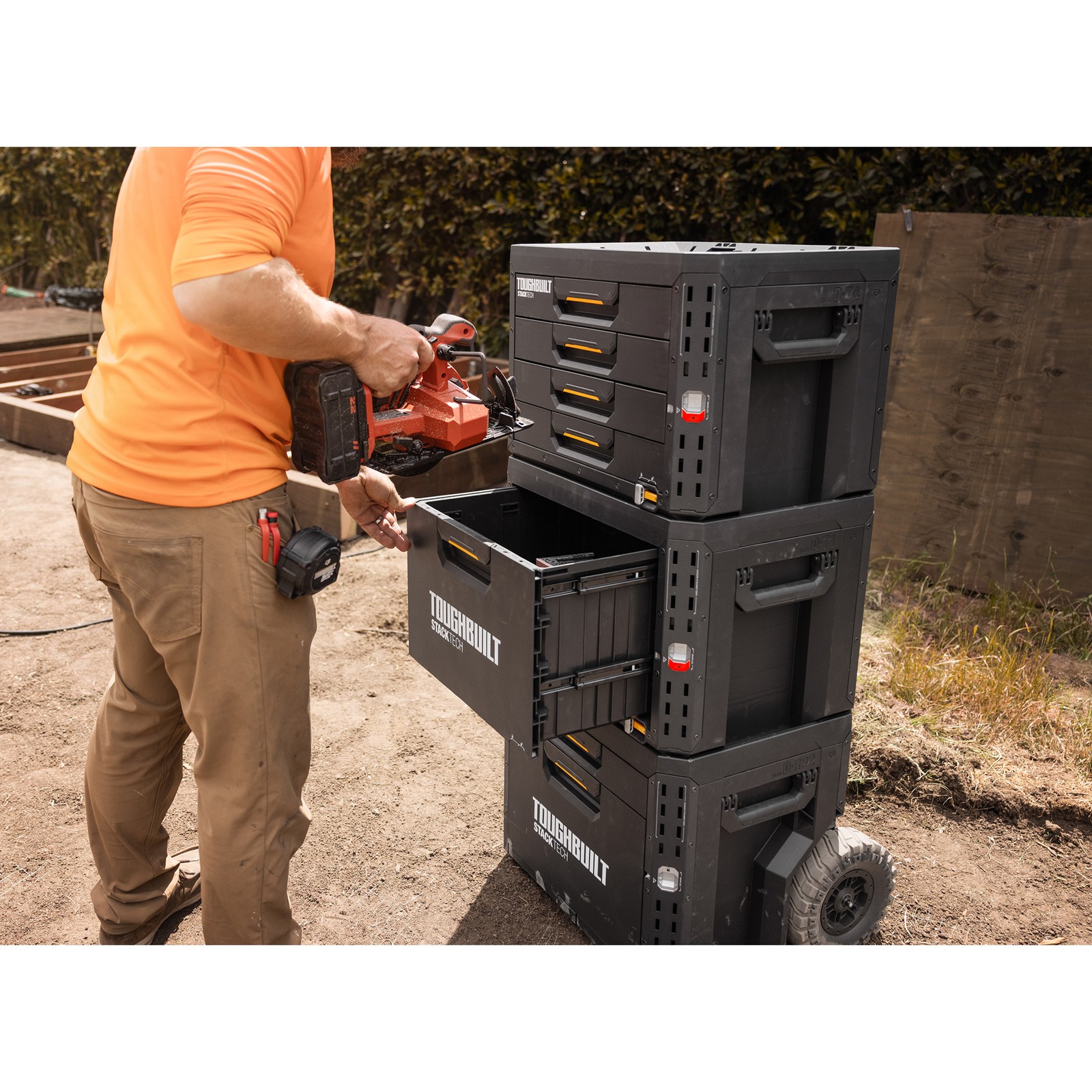 ToughBuilt StackTech 1-Drawer Locking Box, Plastic Storage Tool & Gear Organizer