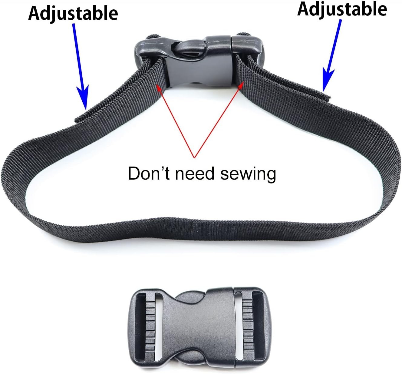 Heavy Duty 1-1/4 Inch Plastic Side Release Buckles 2 Sets Black Webbing Strap