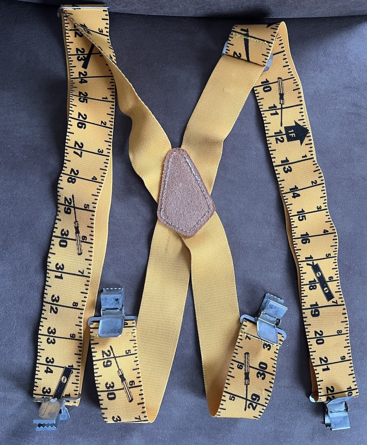Custom Leather Craft Work Suspenders Ruler Pattern 1 Size Fits All Pre Owned