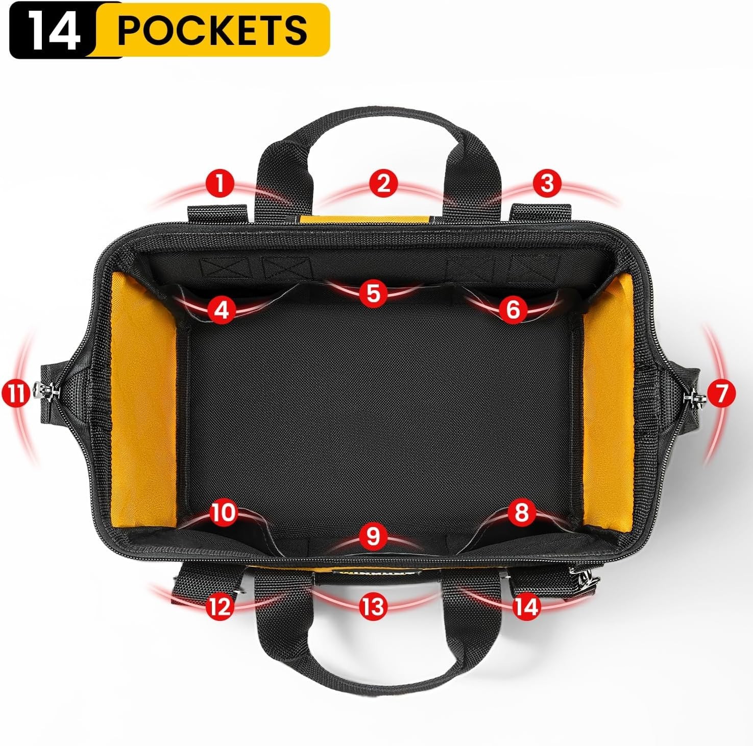 Versatile 18 Inch Tool Bag – 14 Pockets, Adjustable Strap, Perfect for Transport