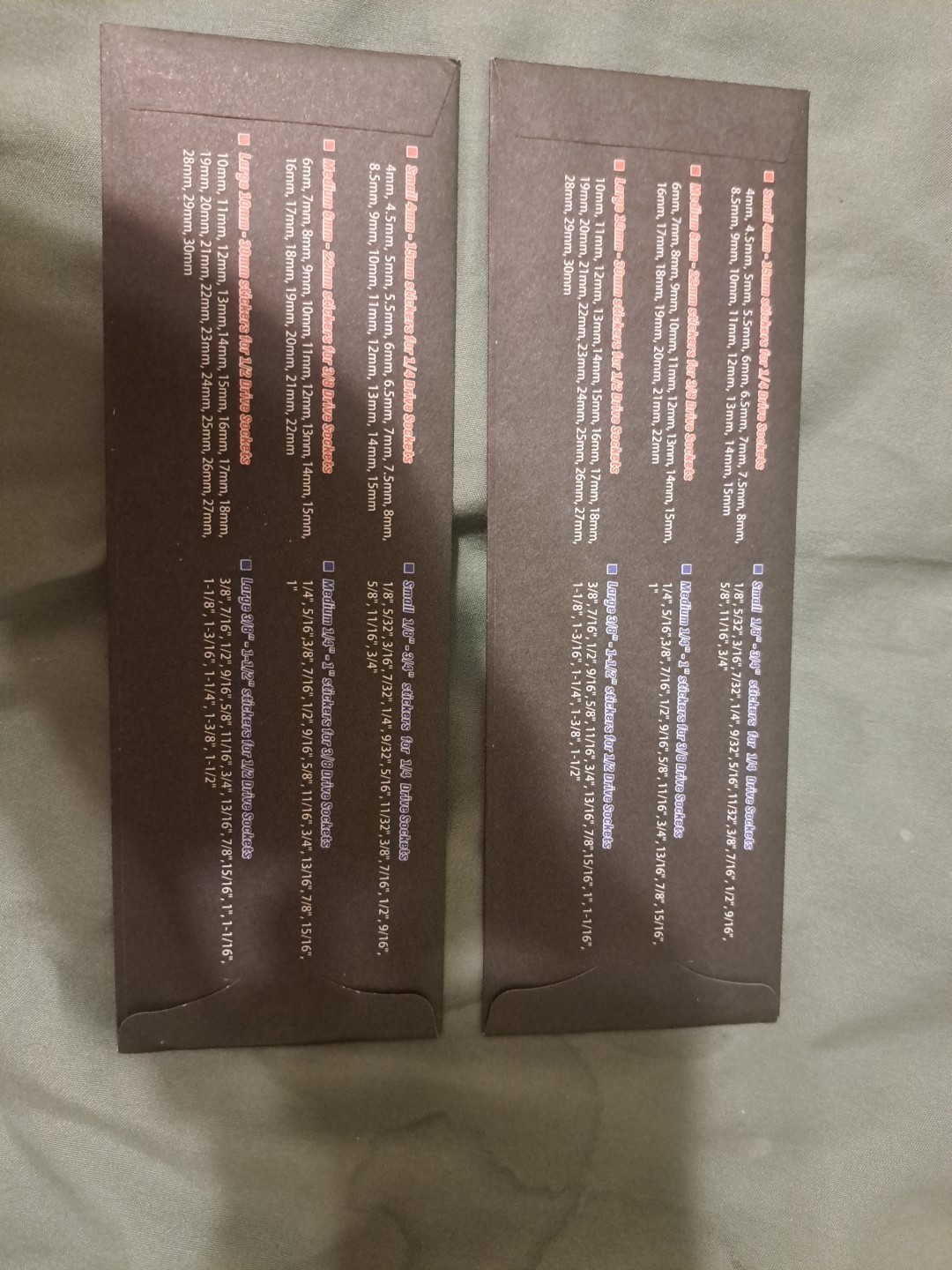 Socket Labels With SAE And METRIC 2 Pack