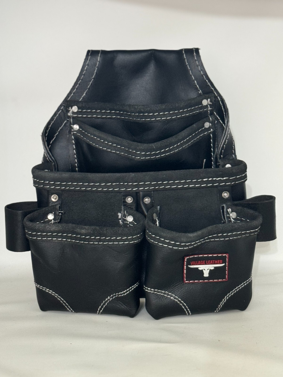 Oil Tanned Leather Pouch With Extra Big Pockets For Nails And Tools
