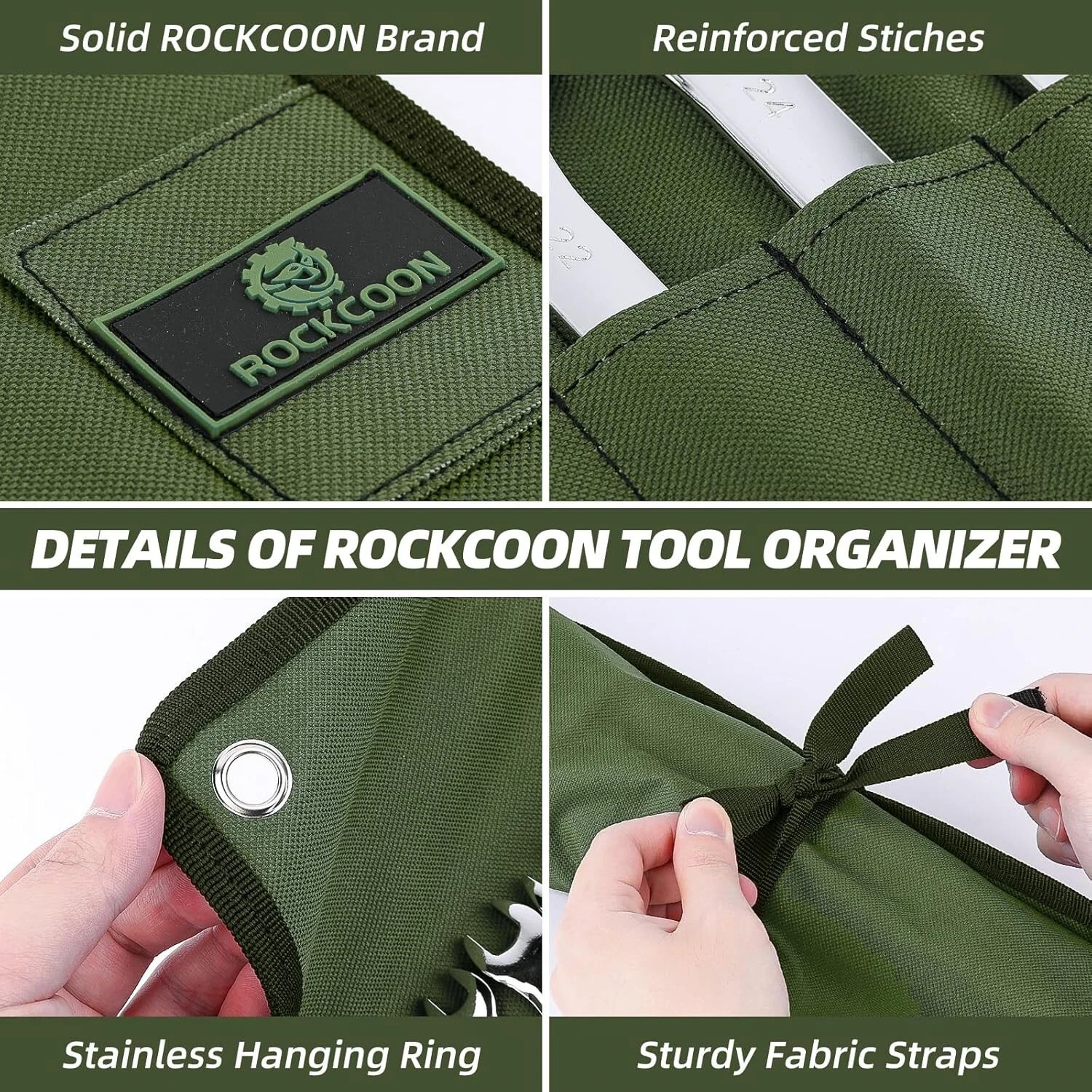 Wrench Roll Organizer 16 Pockets Wrench Pouch Roll up with Water Proof Oxford