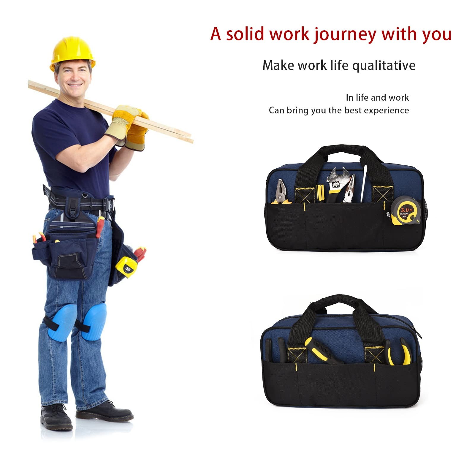 14 Inch Small Tool Bag, Wide Mouth Tool Tote Bag, Waterproof Tool Organizer B…