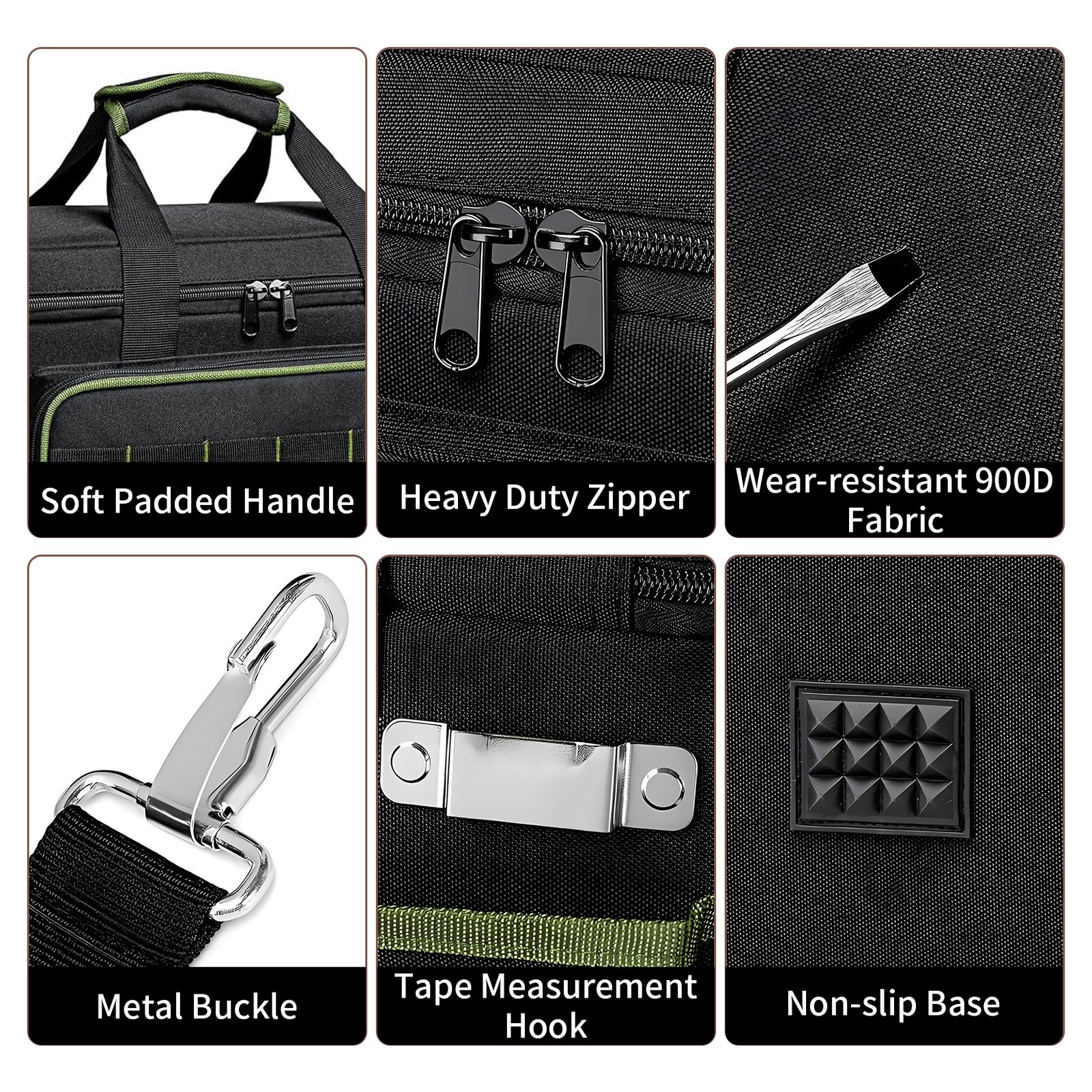GRAVEE 17 Inch Durable Tool Bag with Padded Handle Large Multi-Pocket Organizer
