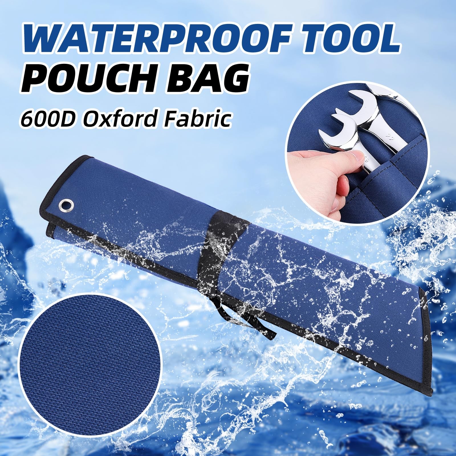 ROCKCOON 16 Pocket Wrench Roll Organizer, Waterproof Oxford Cloth Tool Pouch,