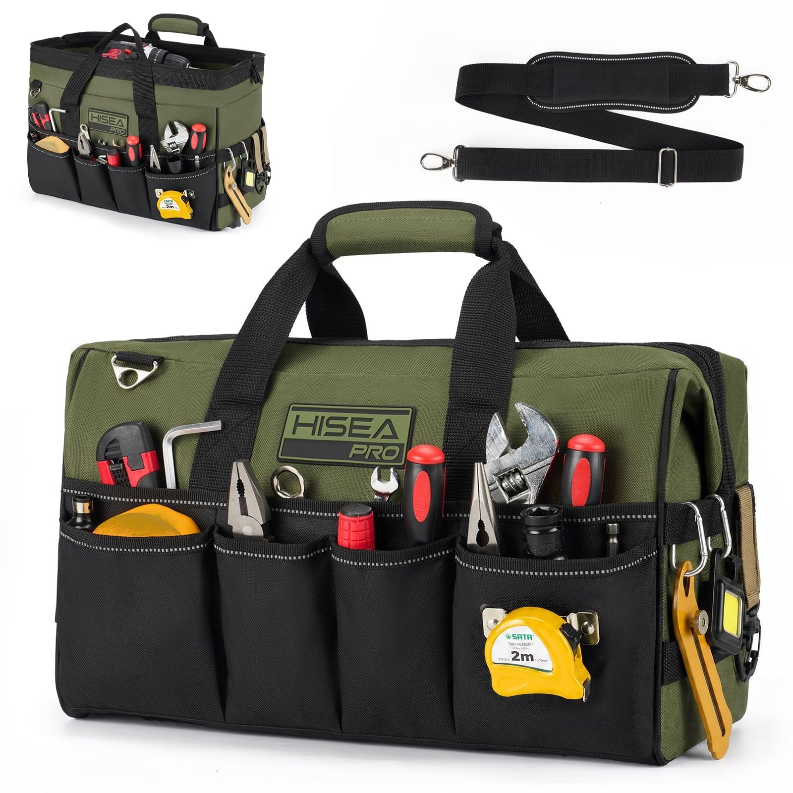 Heavy Duty Tool Bag – 20 Pockets, Waterproof, 16-Inch Organizer, Adjustable Stra