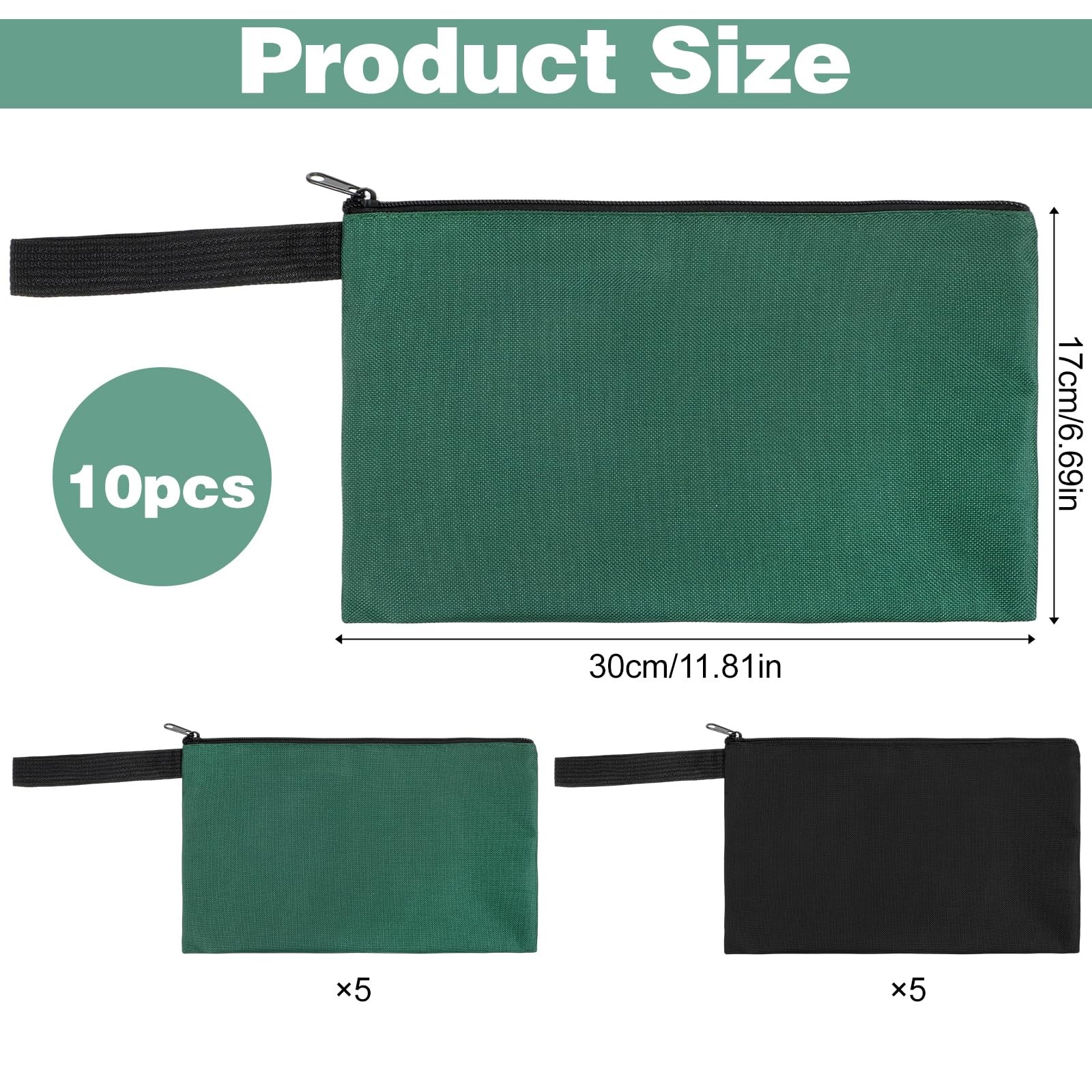 10 PCS Tool Pouches with Zipper, 11.8×6.6 Inch Canvas Tool Pouch Bulk Canvas …