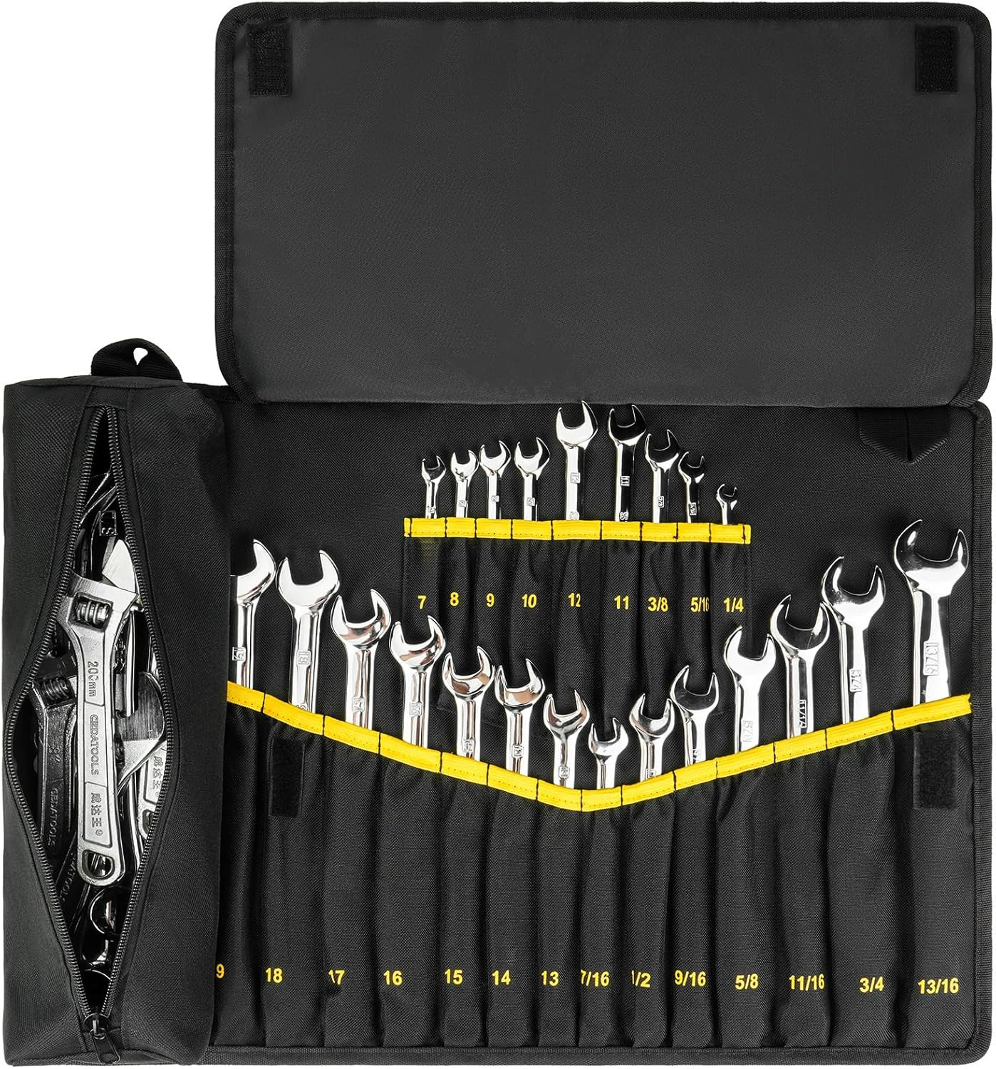 23+1 Pockets Wrench Roll Organizer,Wrench Roll up Pouch,Heavy Duty Tool Roll for