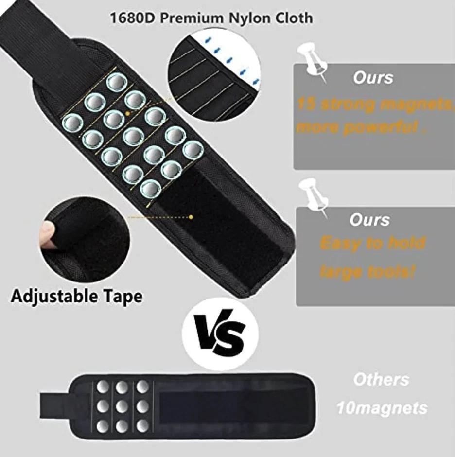 1pc Magnetic Wristband Tool Holder for Screws, Nails & Drill Bits – NEW