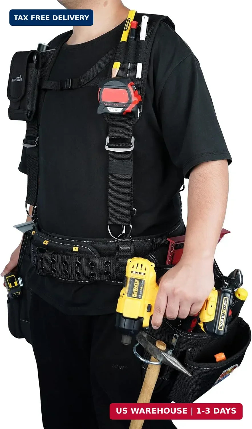 MELOTOUGH Tool Belt with Suspenders Tool Bag Supenders Framers Comb Apron Tool B