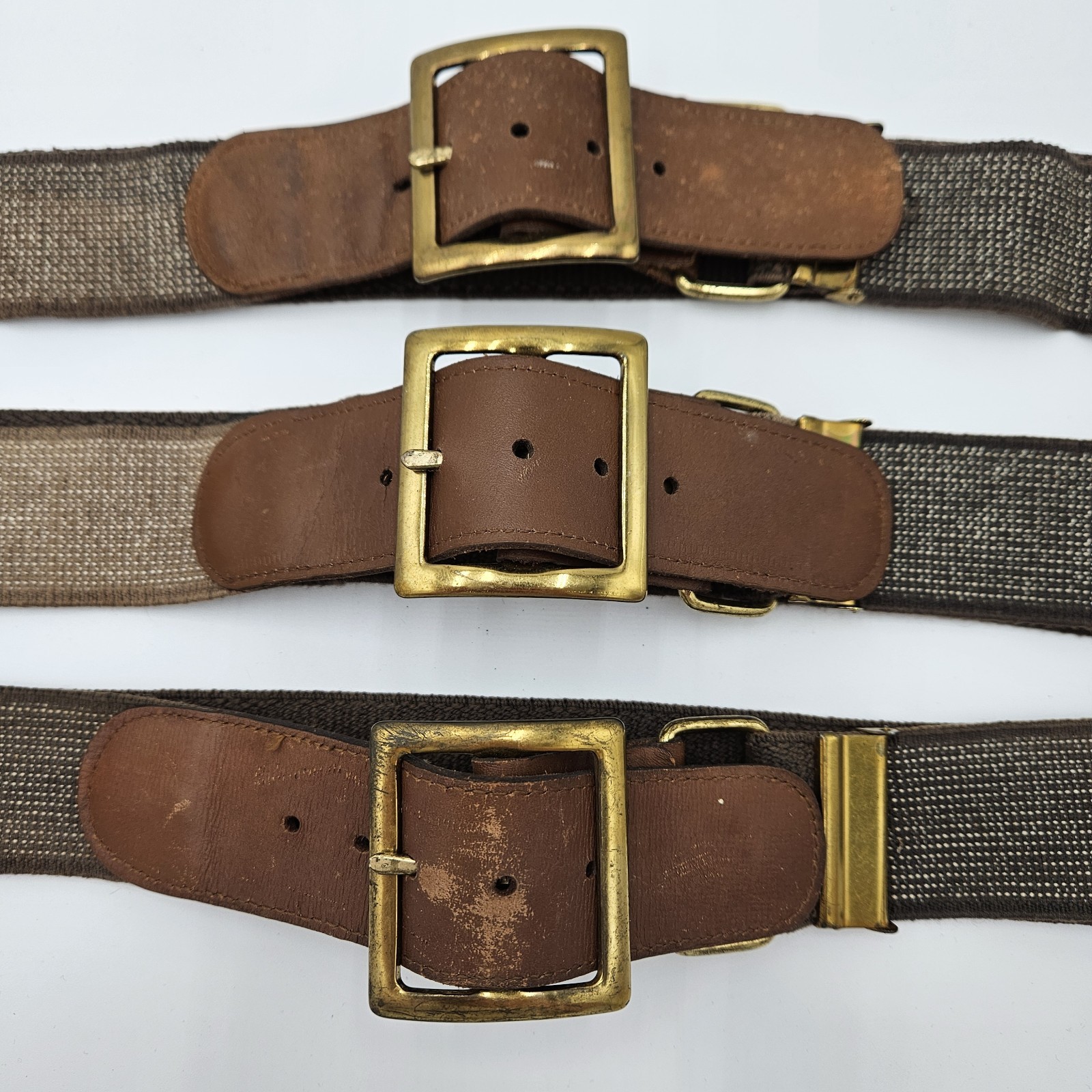 3 Vintage Tool Belts, Belts only, Canvas & Leather, Adjustable Size, Buckles