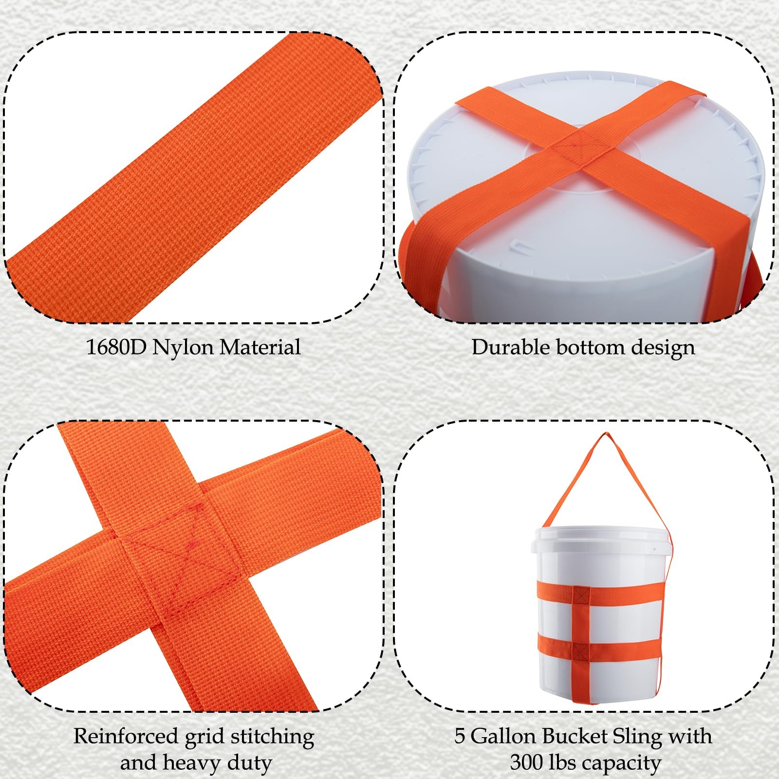 2 PCS Bucket Sling for 5 Gallon Bucket,1.6 Inch Wide Handling Sling Heavy 168