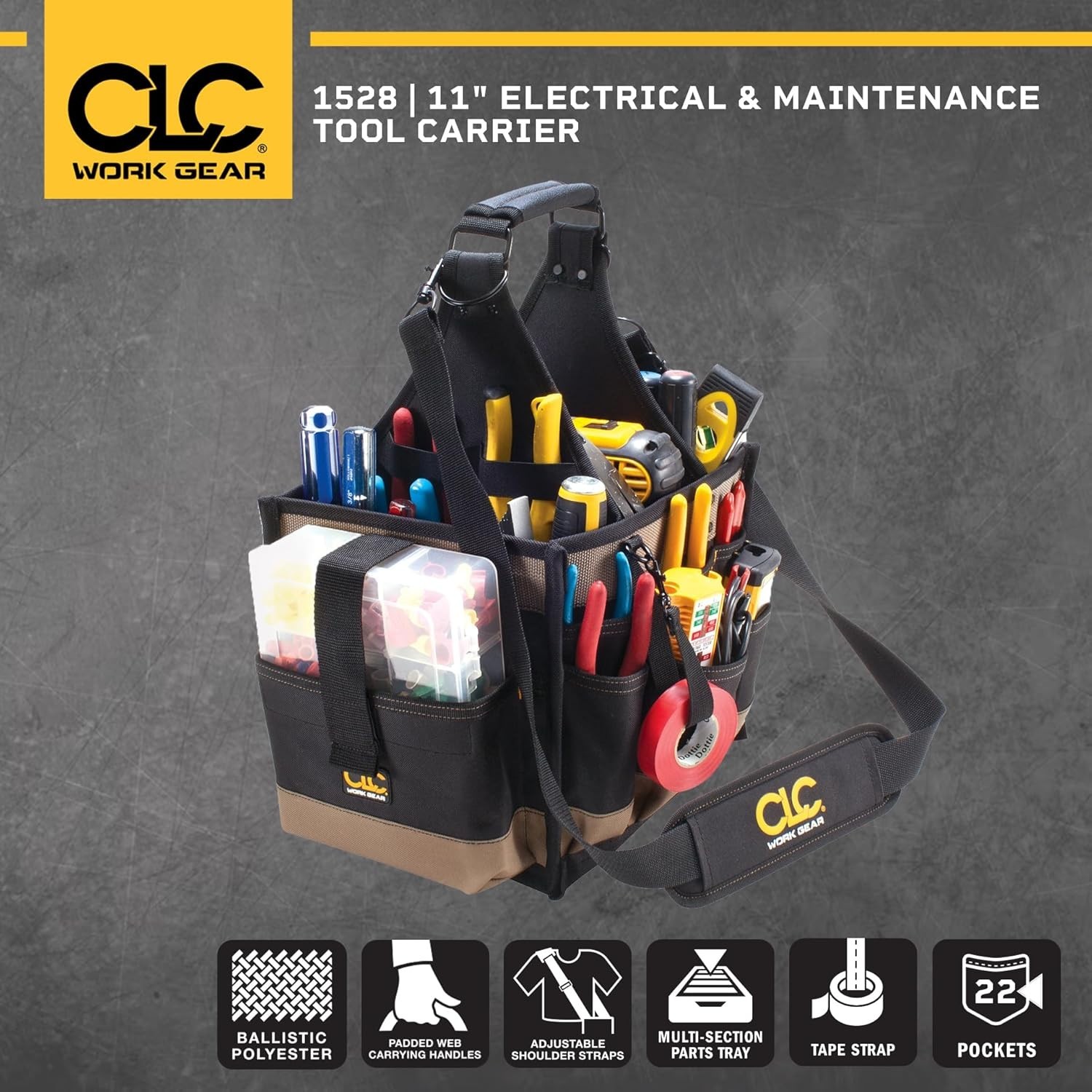 CLC 1528 Large Electrical Tool Carrier, Black