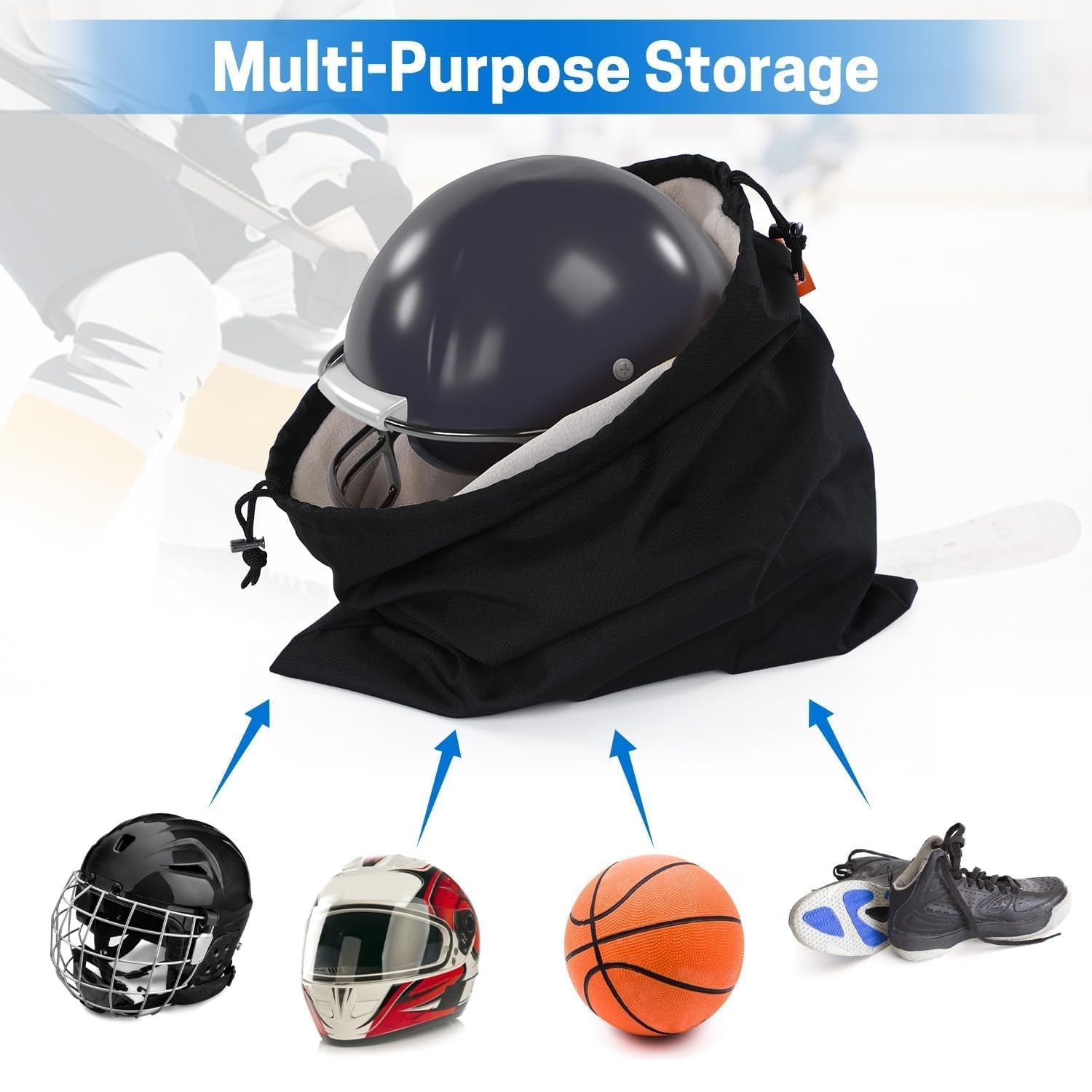 FleeceLined Helmet Bag, WaterResistant Polyester, Drawstring Locking, 15×16″